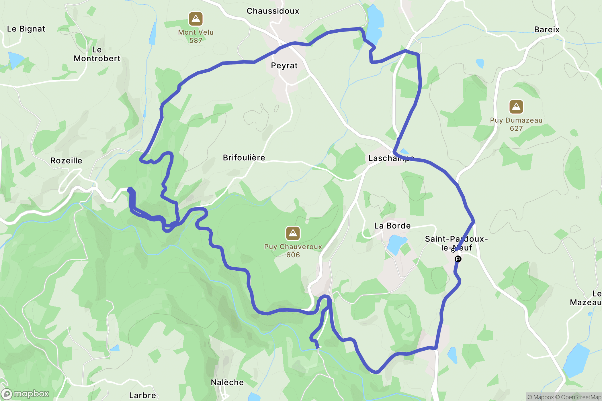 Saint-Pardoux-le-Neuf : carte du parcours de randonnée - France