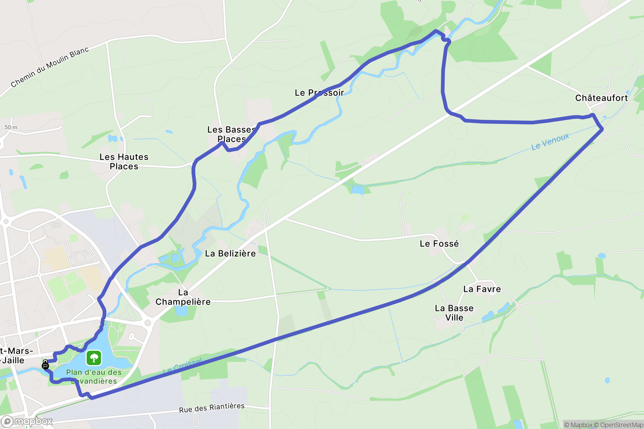 Vallons-de-L'Erdre : carte du parcours de randonnée - France