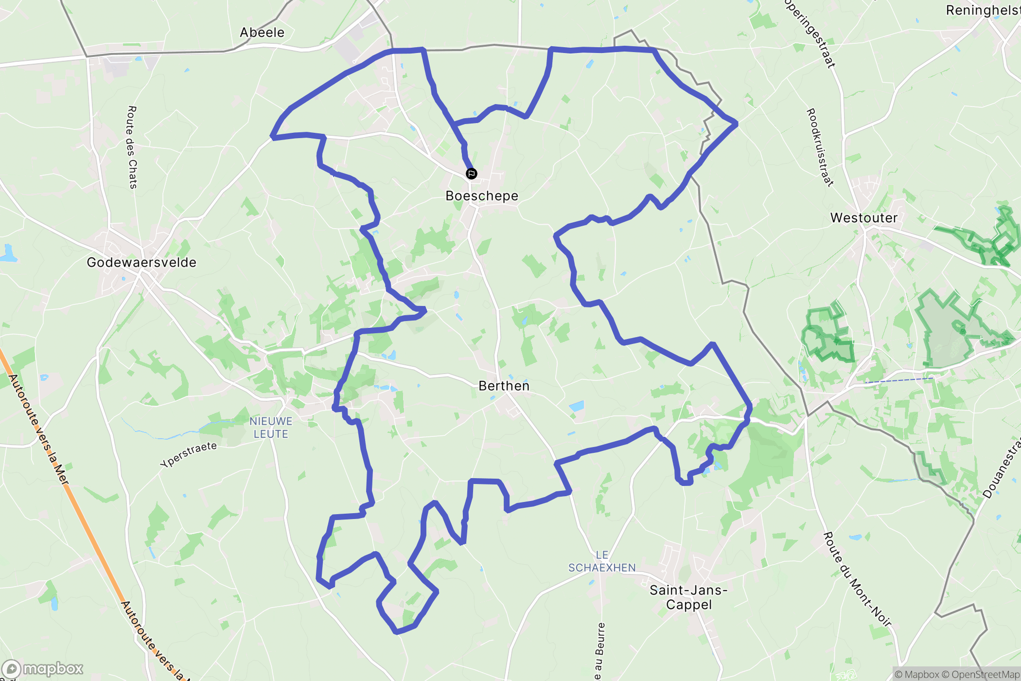 Boeschepe : carte du parcours de randonnée - France