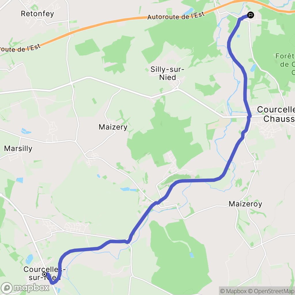 Courcelles-sur-Nied : carte du parcours de randonnée - France