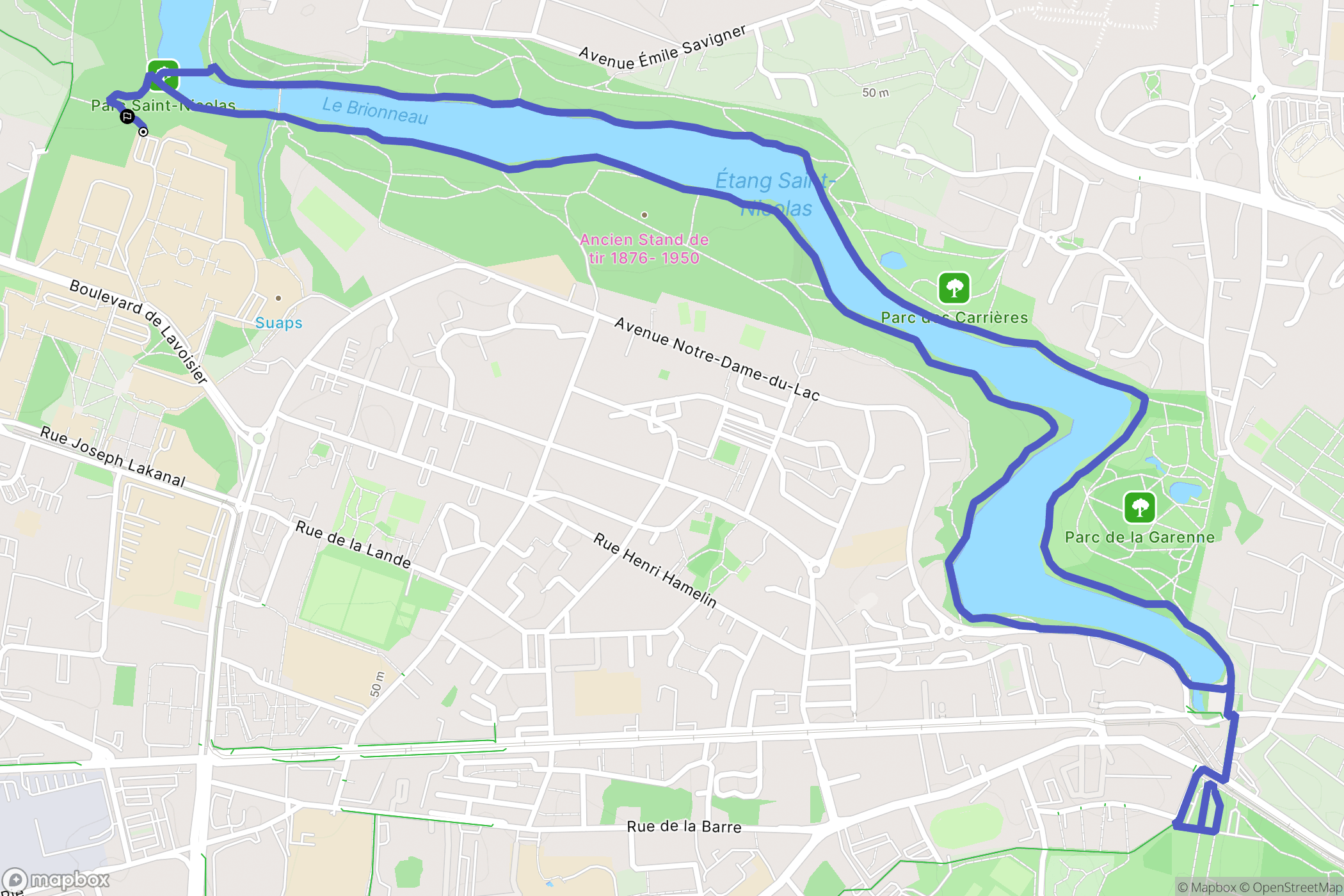 Angers : carte du parcours de randonnée - France