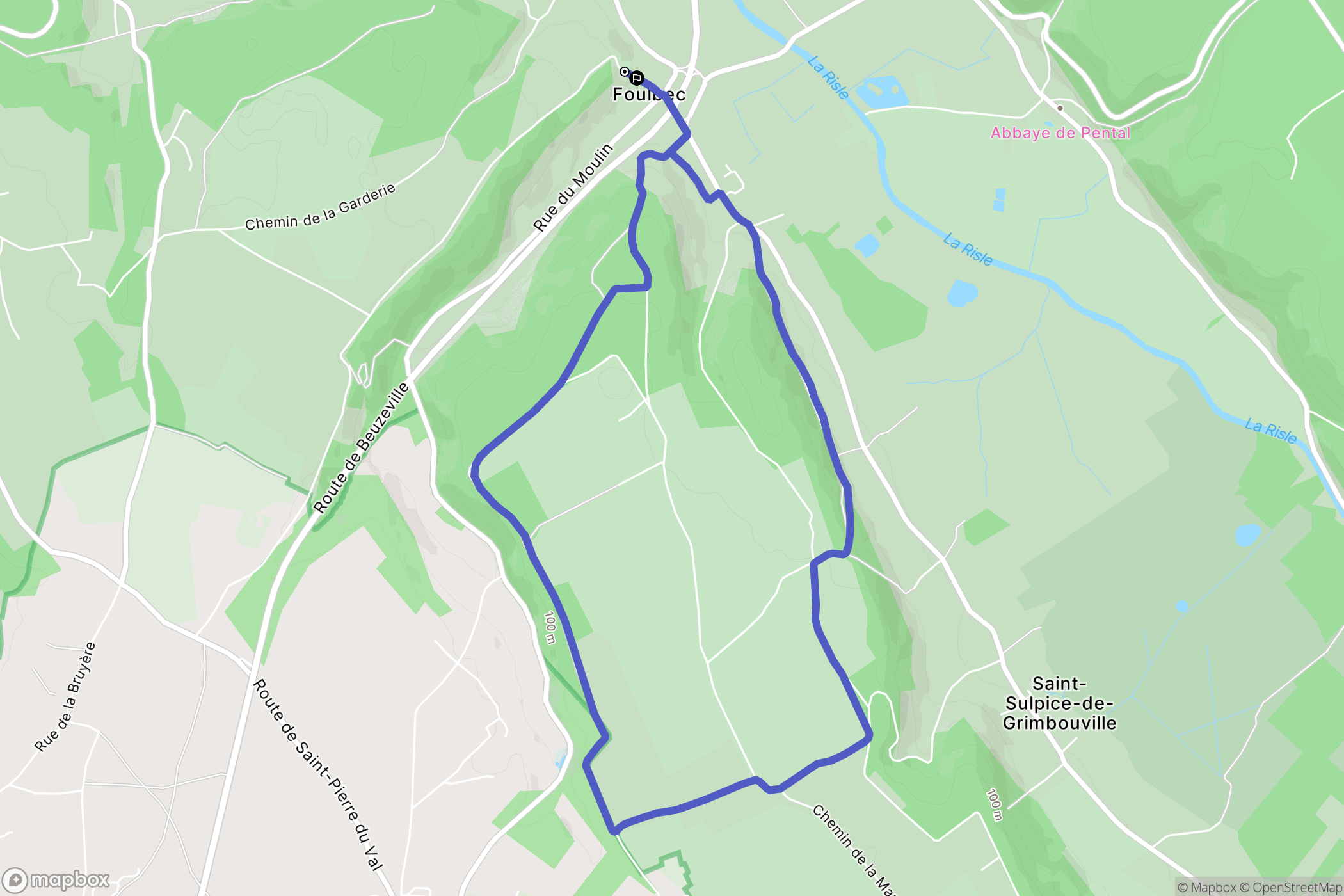 Foulbec : carte du parcours de randonnée - France