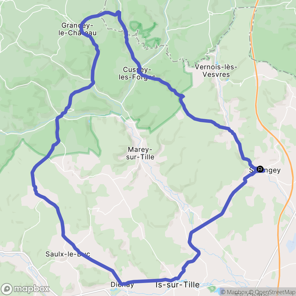 Selongey : carte du parcours de randonnée - France