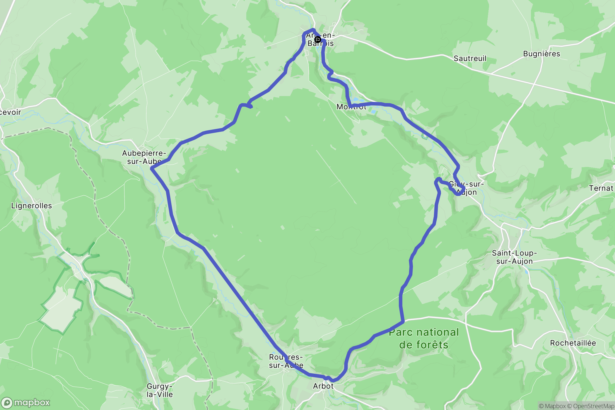 Arc-en-Barrois : carte du parcours de randonnée - France