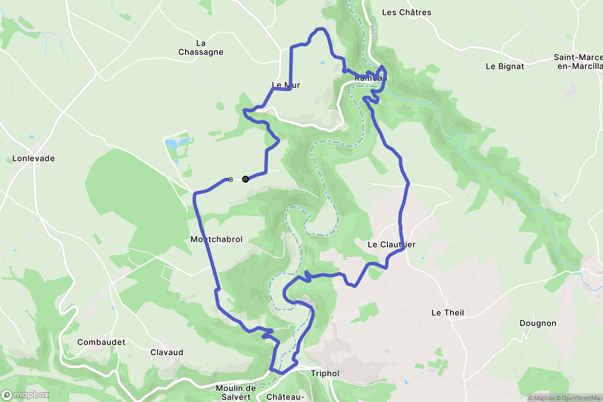 Evaux-les-Bains : carte du parcours de randonnée - France