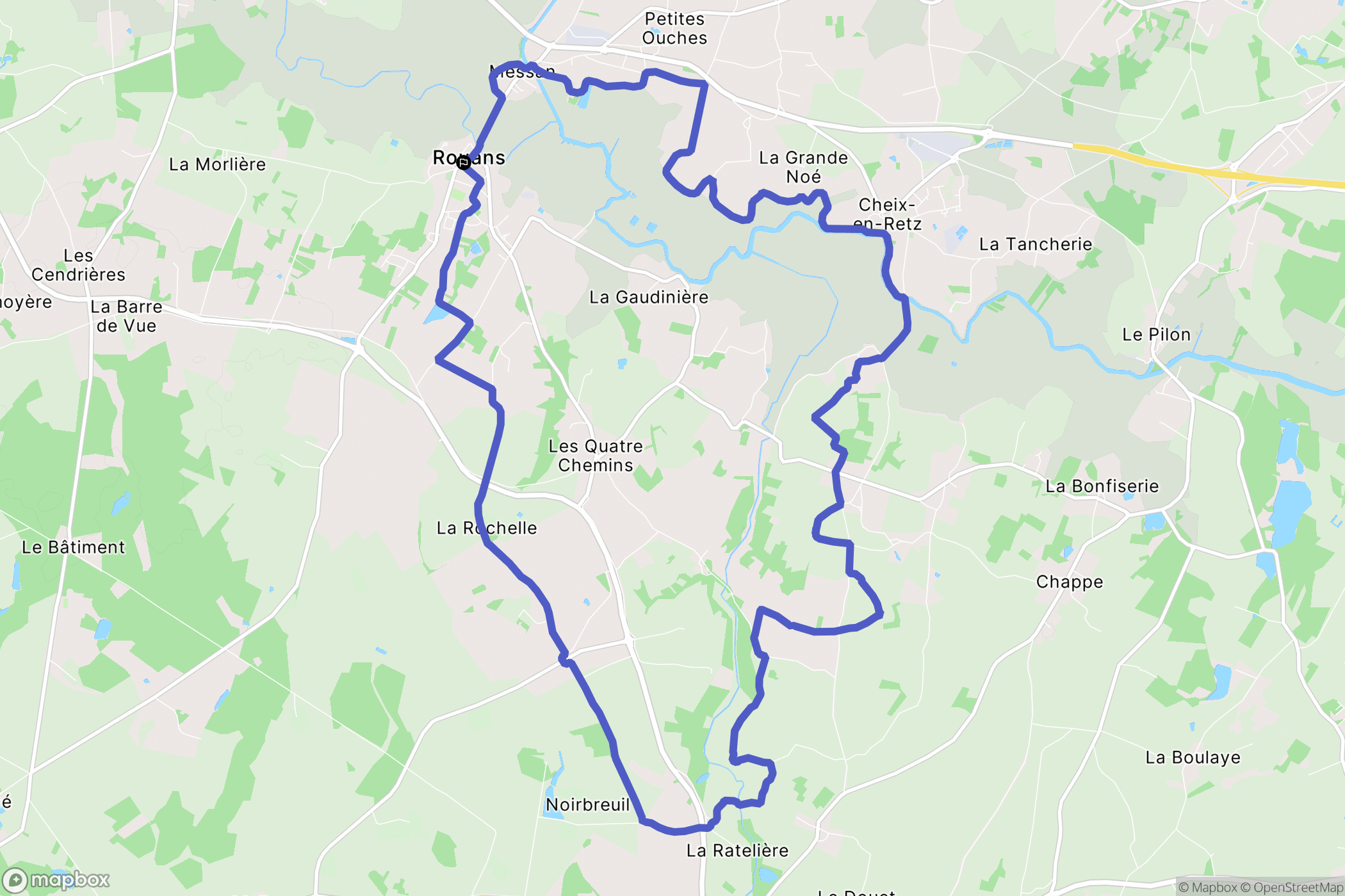 Rouans : carte du parcours de randonnée - France