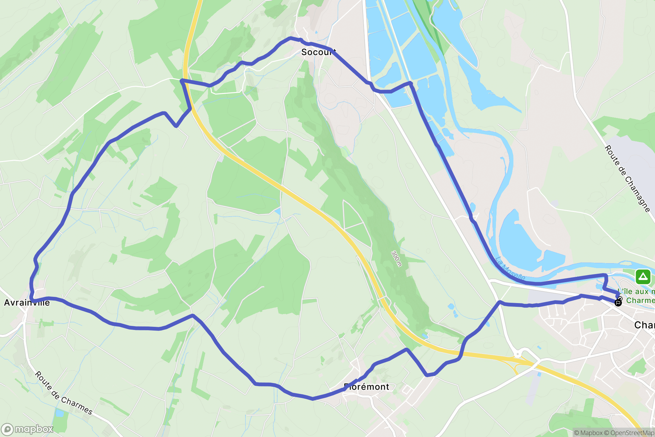 Charmes : carte du parcours de randonnée - France