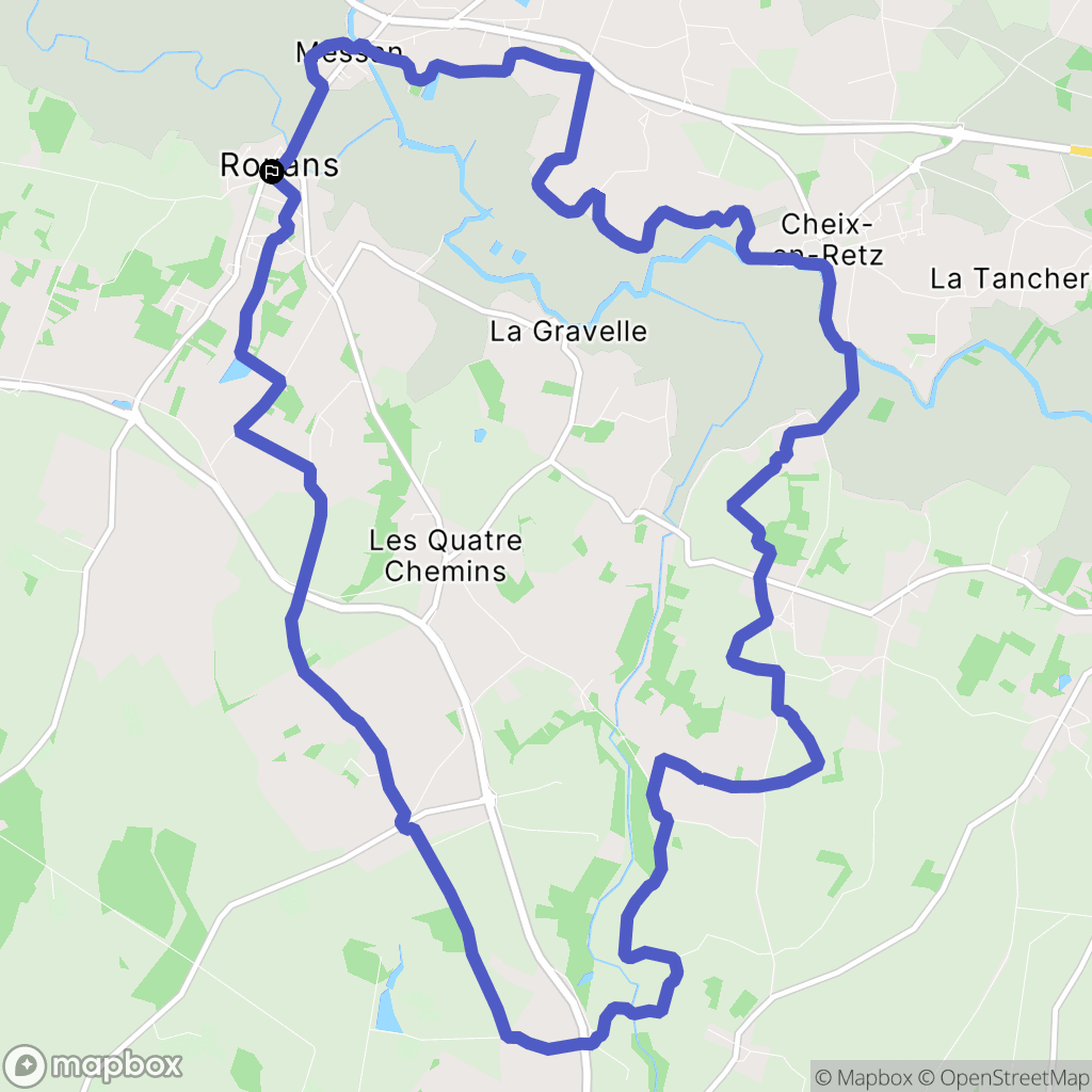 Rouans : carte du parcours de randonnée - France