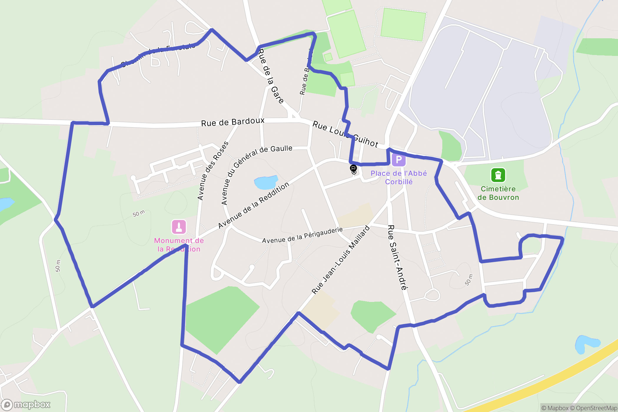 Bouvron : carte du parcours de randonnée - France