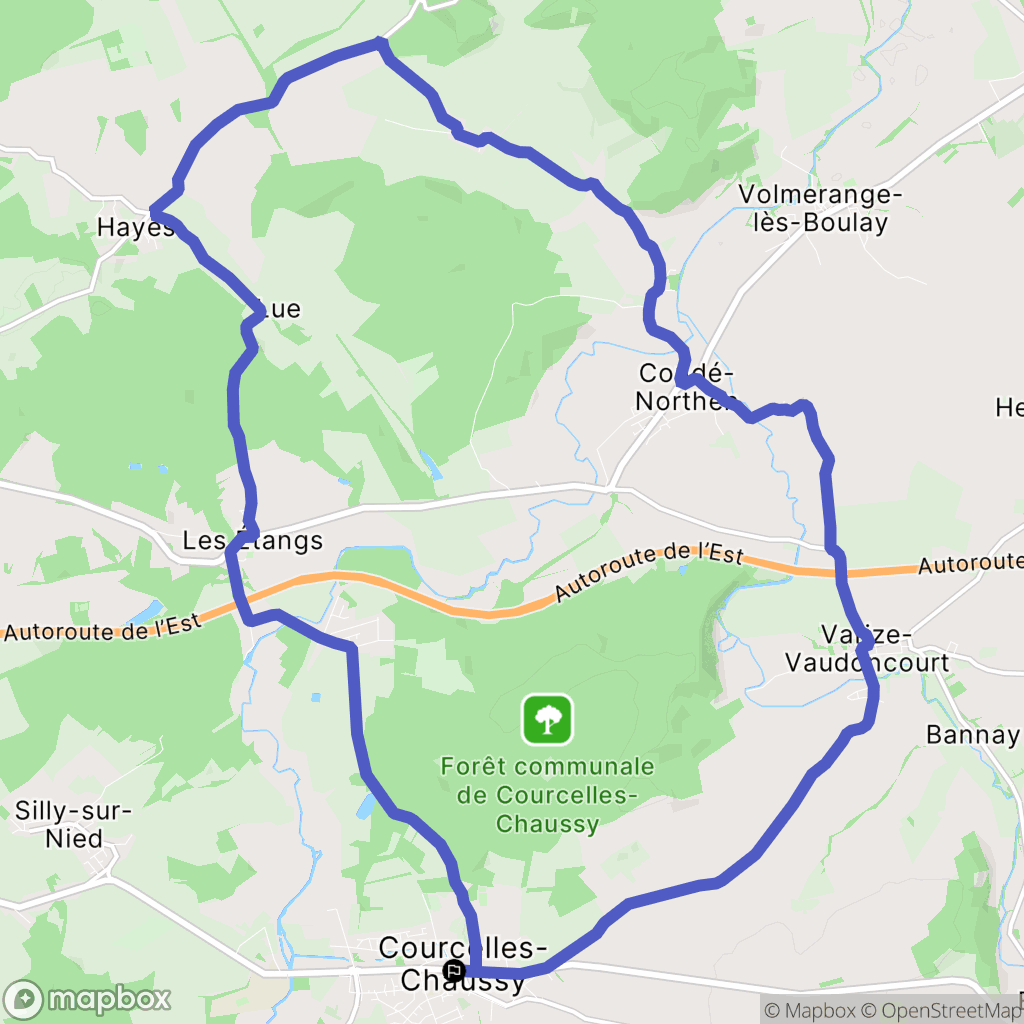 Courcelles-Chaussy : carte du parcours de randonnée - France