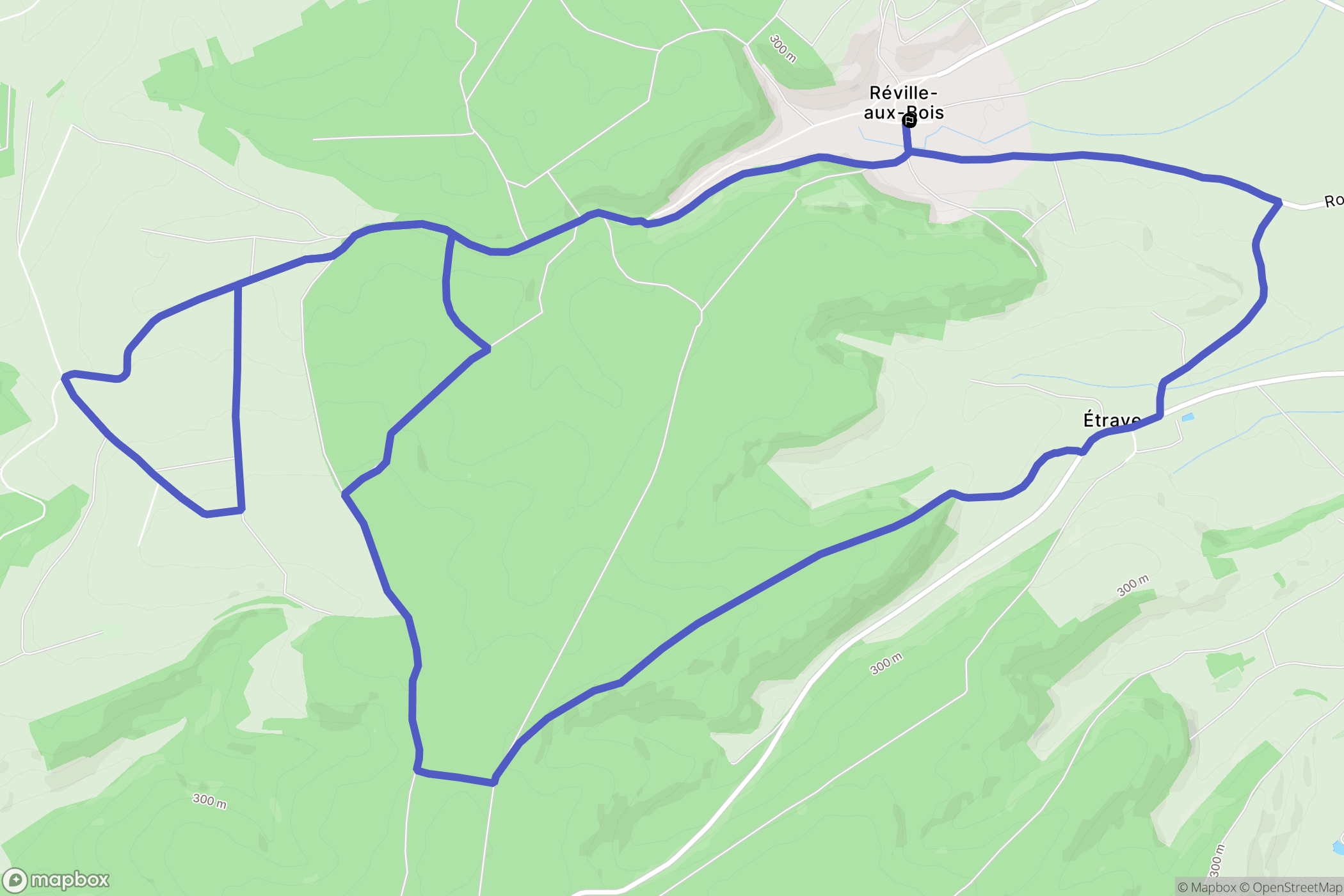Réville-aux-Bois : carte du parcours de randonnée - France