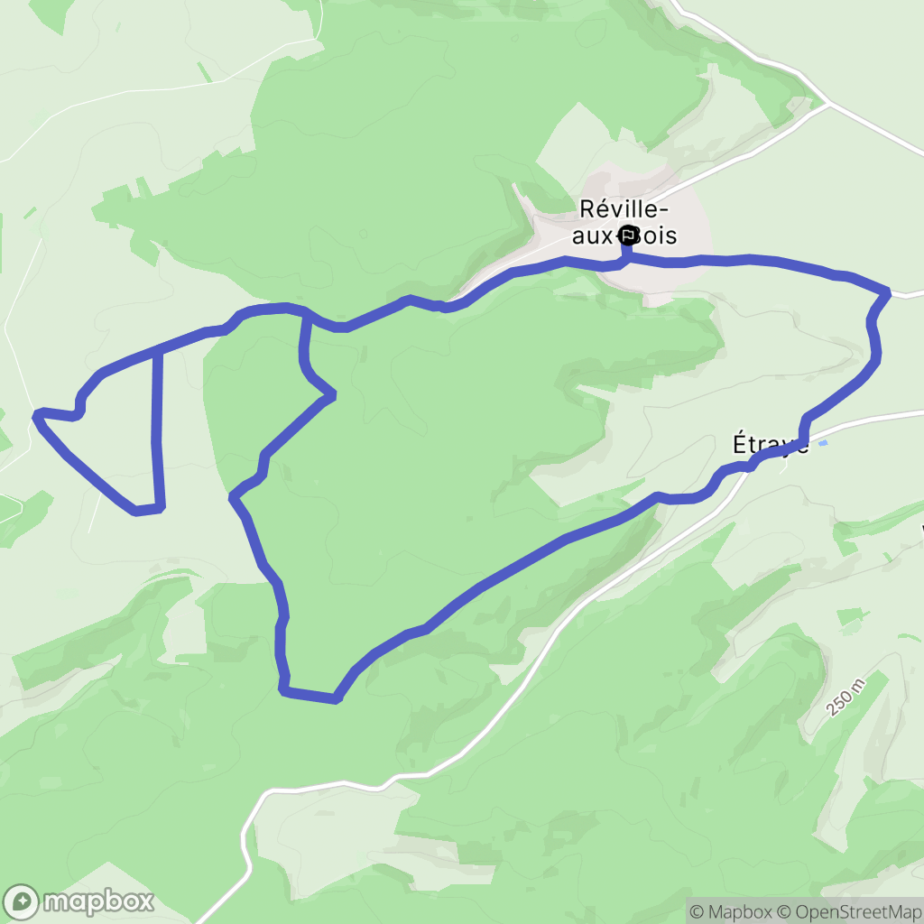 Réville-aux-Bois : carte du parcours de randonnée - France