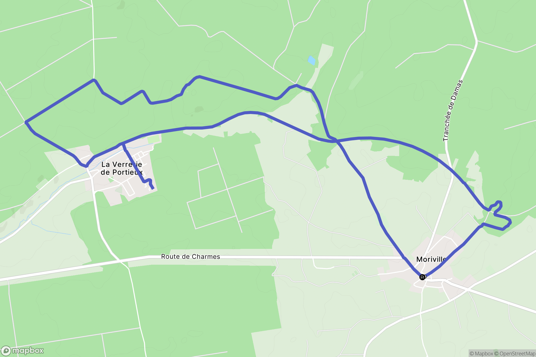 Moriville : carte du parcours de randonnée - France