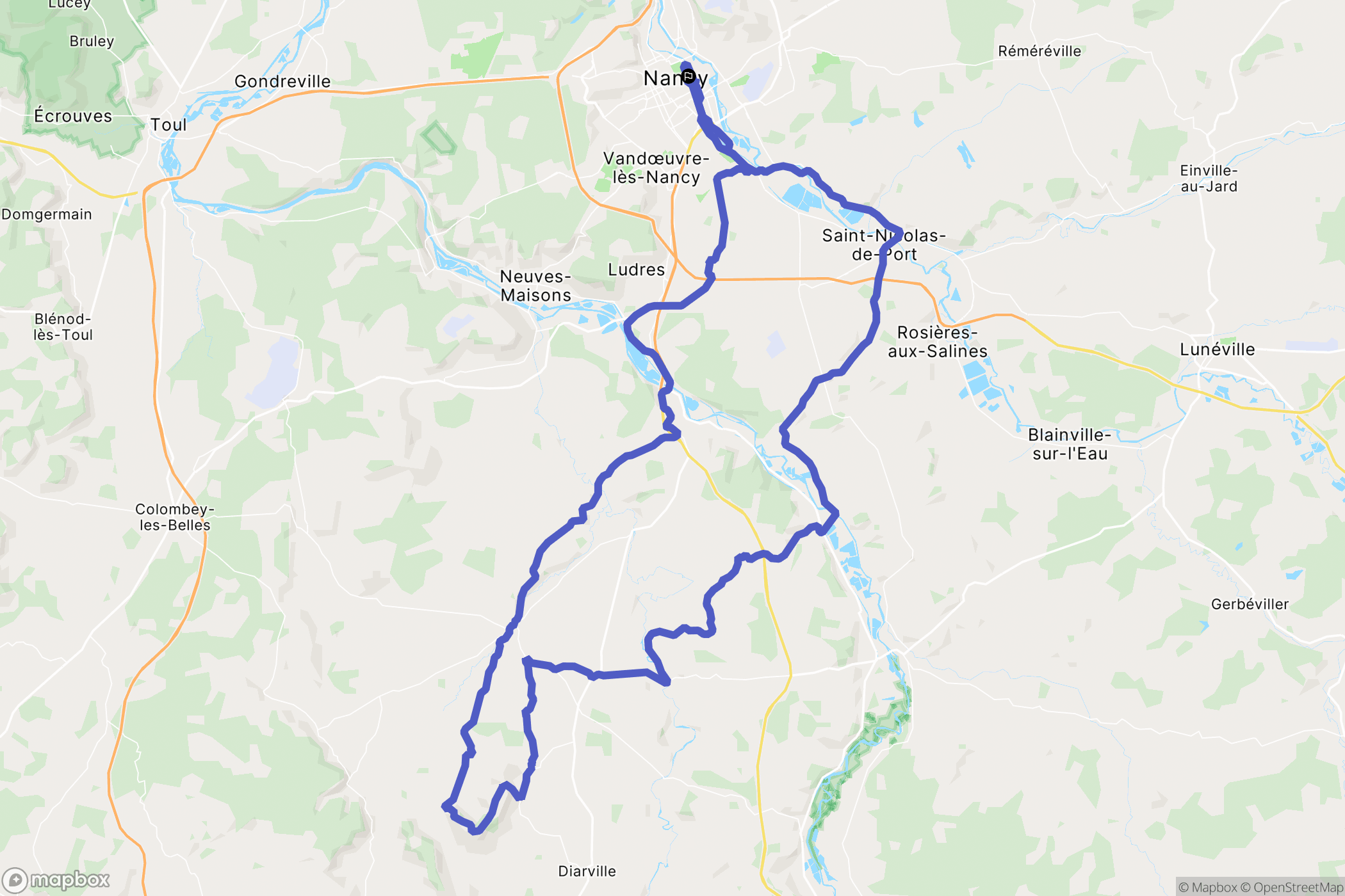 Nancy : carte du parcours de randonnée - France