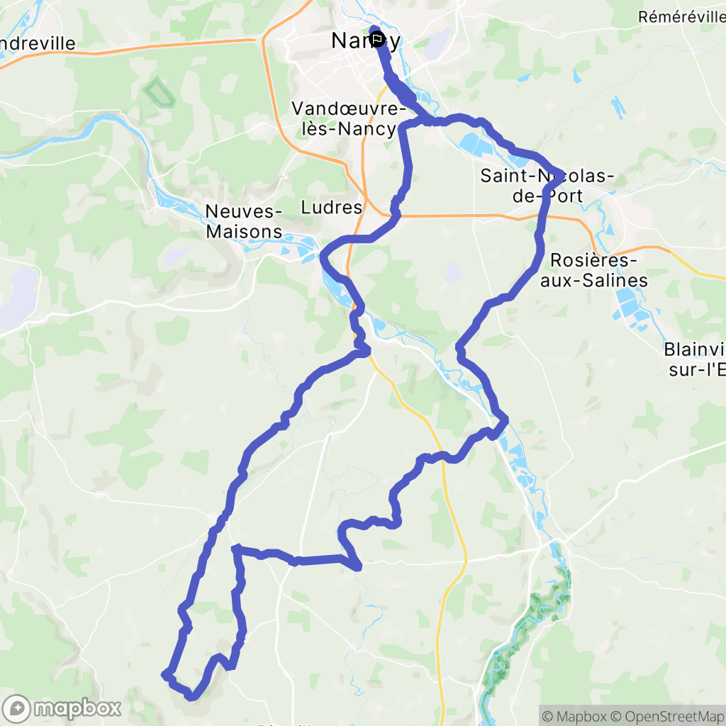 Nancy : carte du parcours de randonnée - France