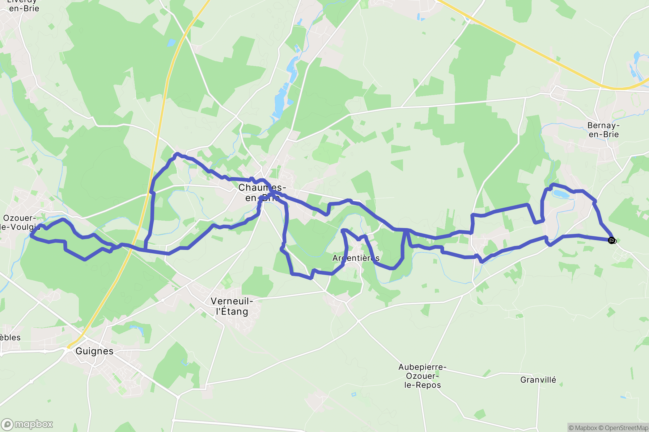 Courpalay : carte du parcours de randonnée - France