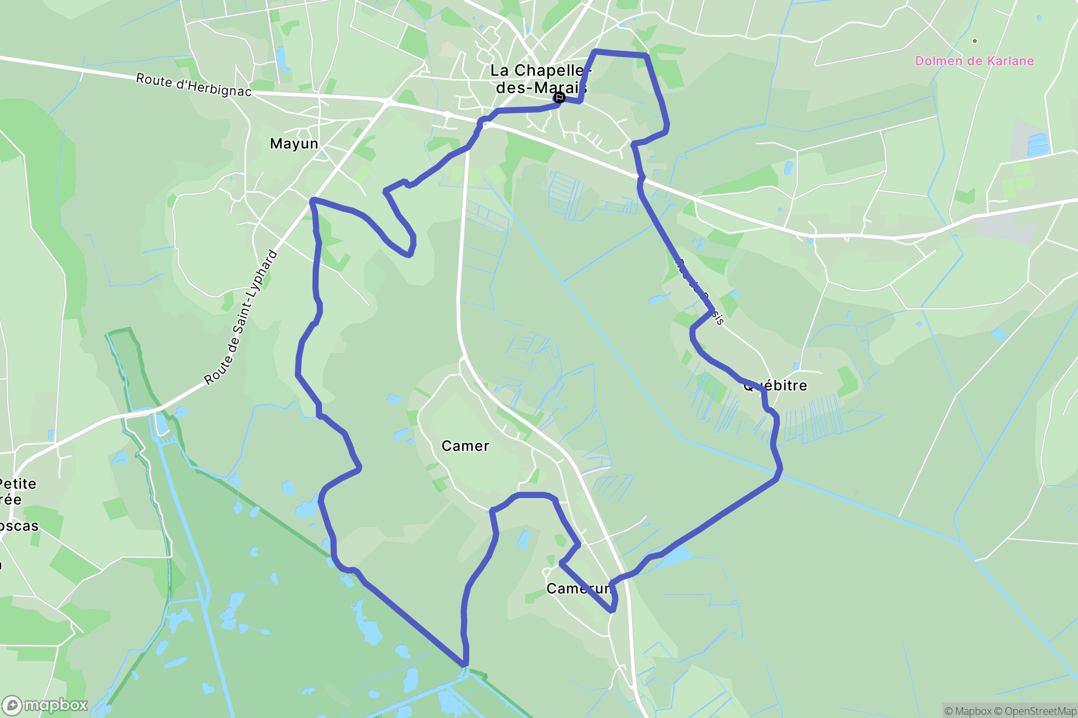 La Chapelle-des-Marais : carte du parcours de randonnée - France