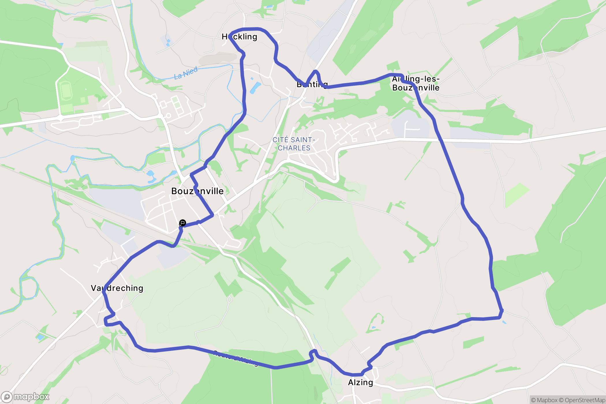 Bouzonville : carte du parcours de randonnée - France