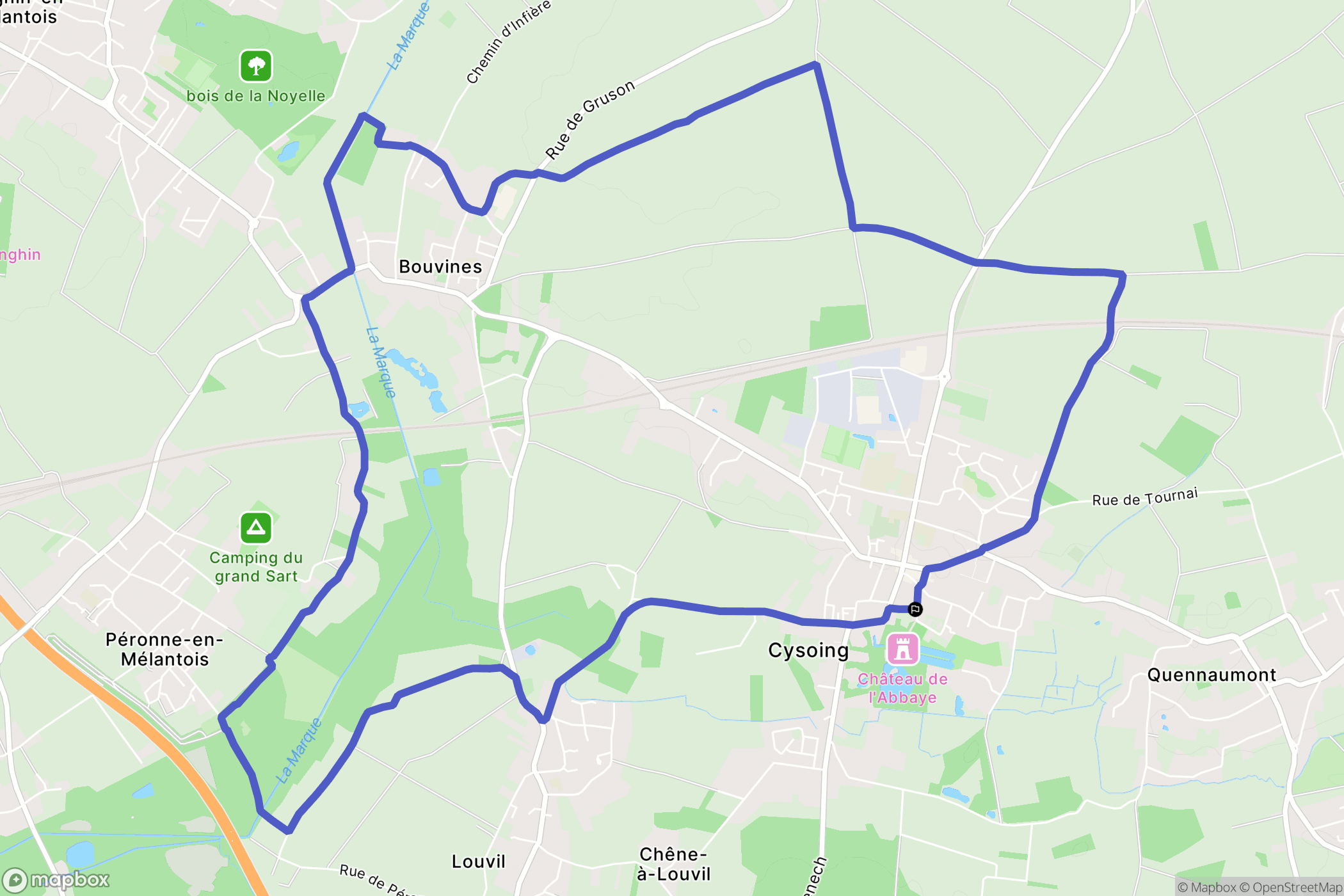 Cysoing : carte du parcours de randonnée - France