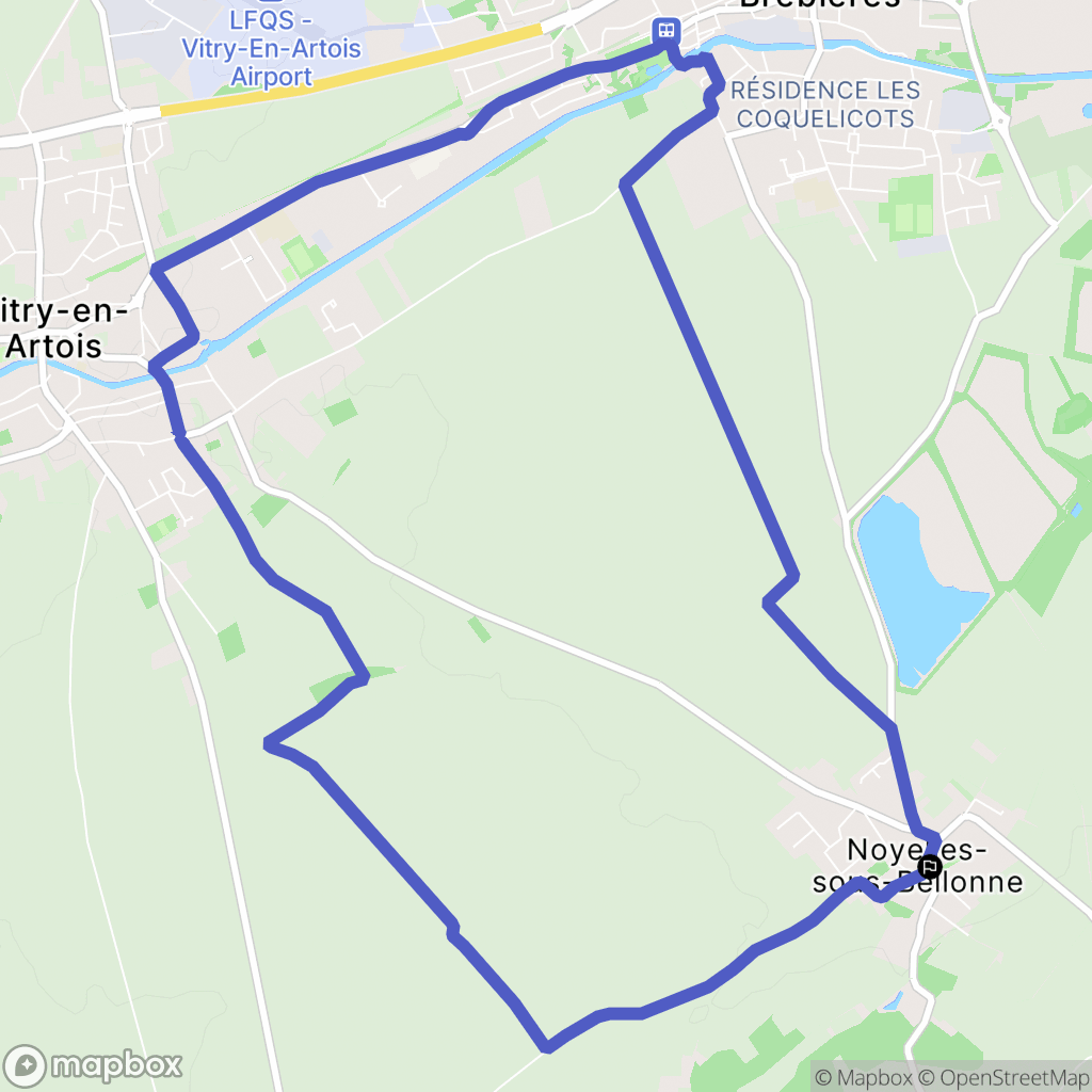 Noyelles-sous-Bellonne : carte du parcours de randonnée - France
