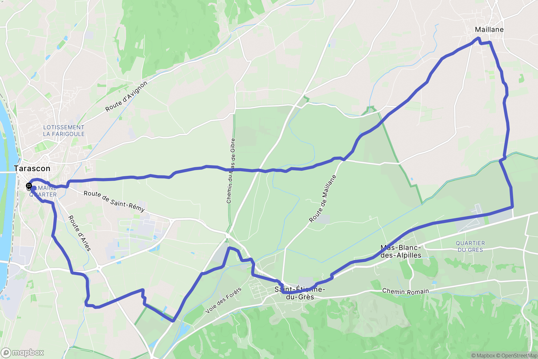 Tarascon : carte du parcours de randonnée - France