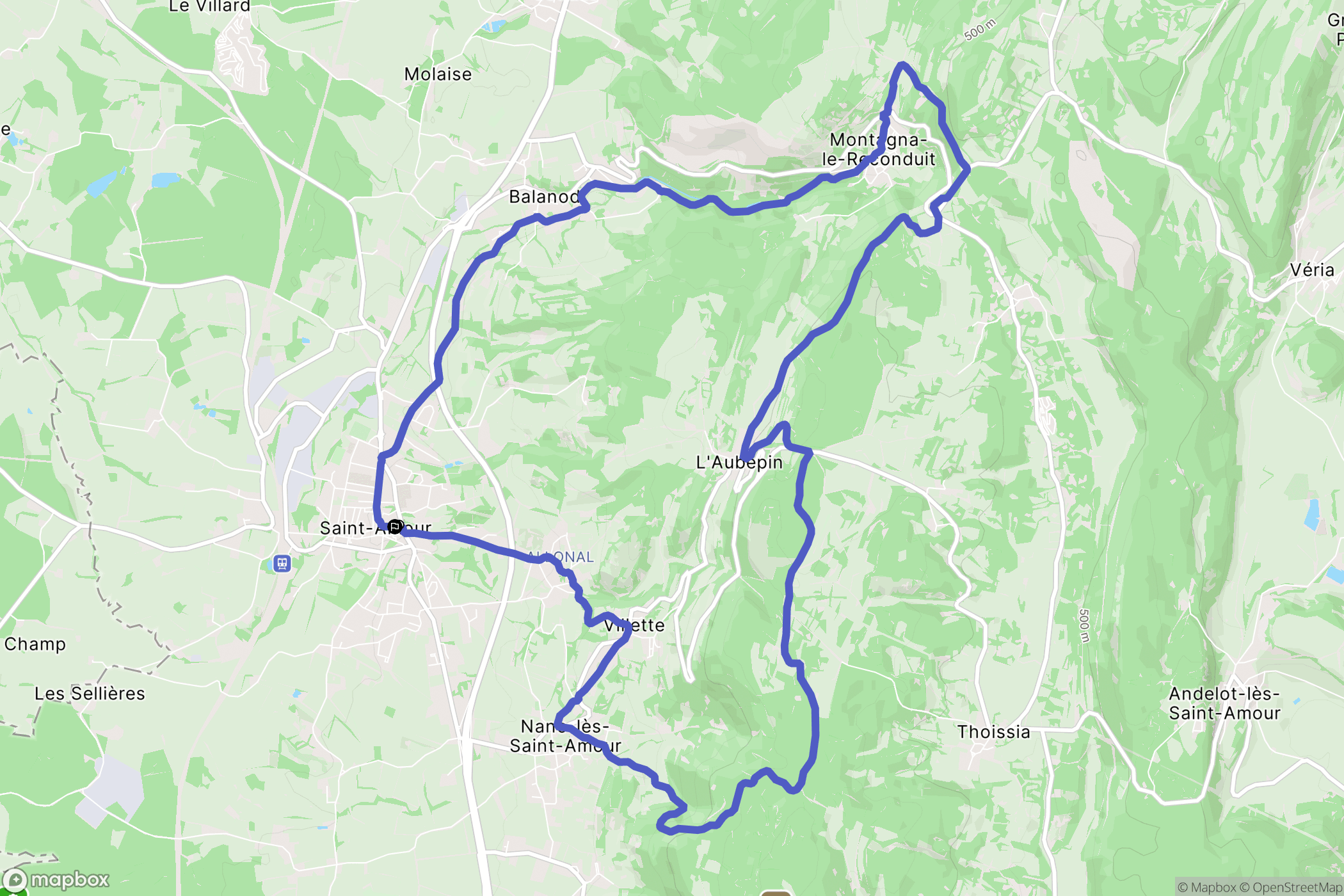 Saint-Amour : carte du parcours de randonnée - France