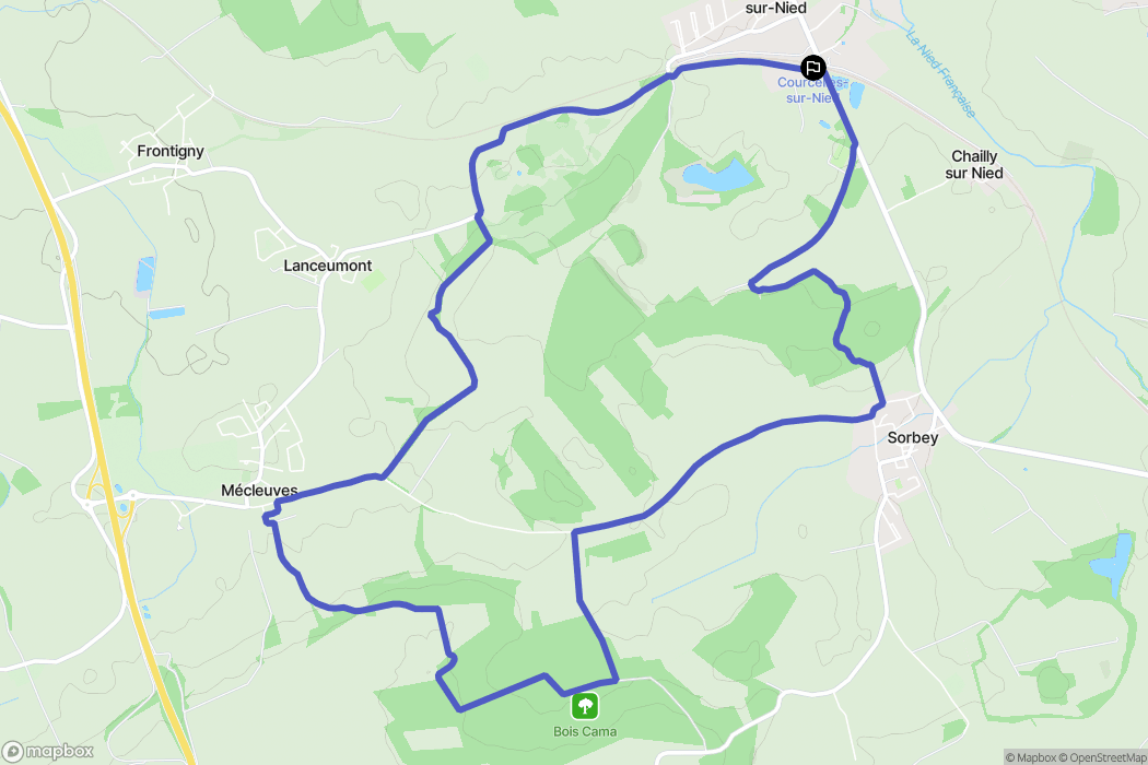 Courcelles-sur-Nied : carte du parcours de randonnée - France