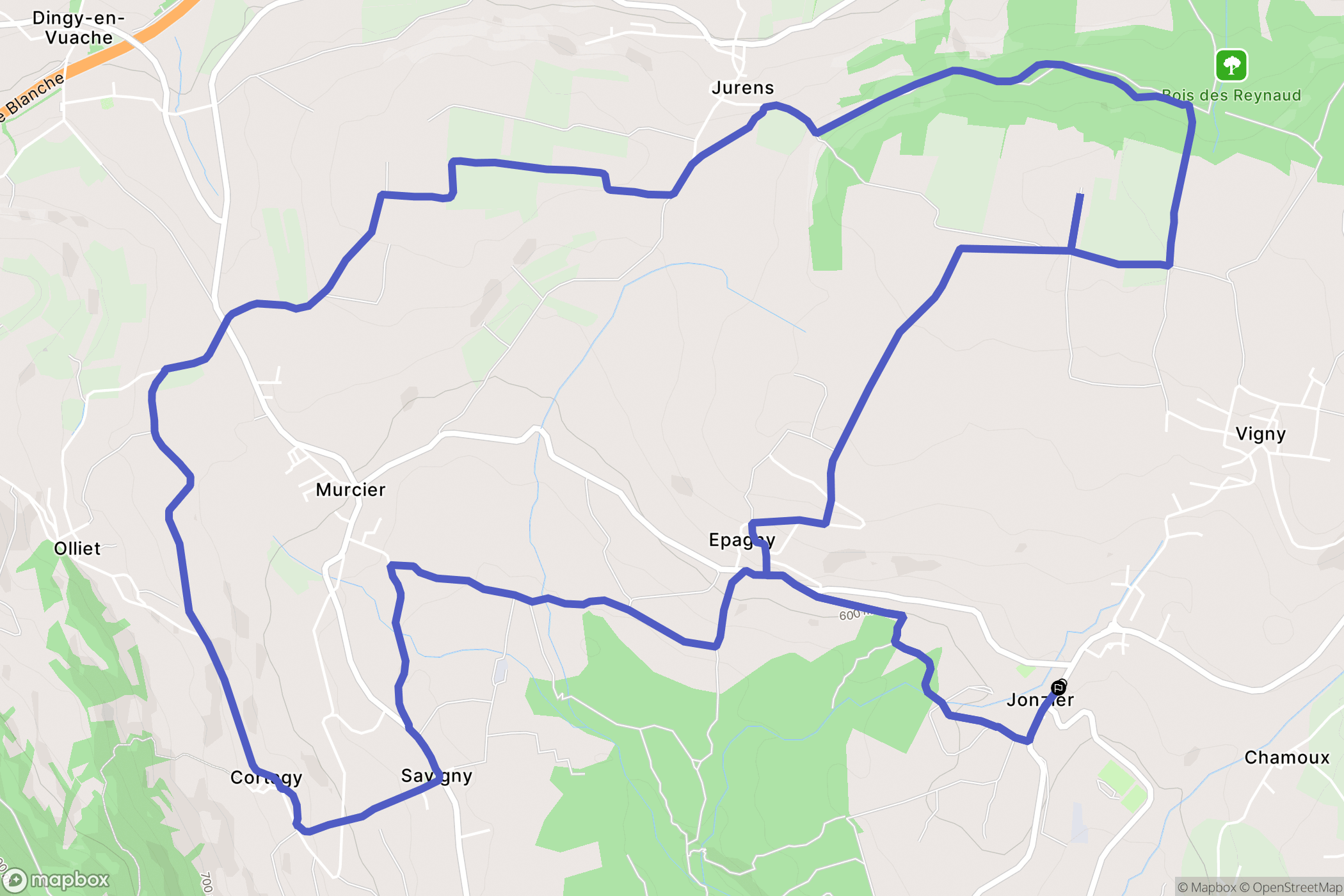Jonzier-Épagny : carte du parcours de randonnée - France