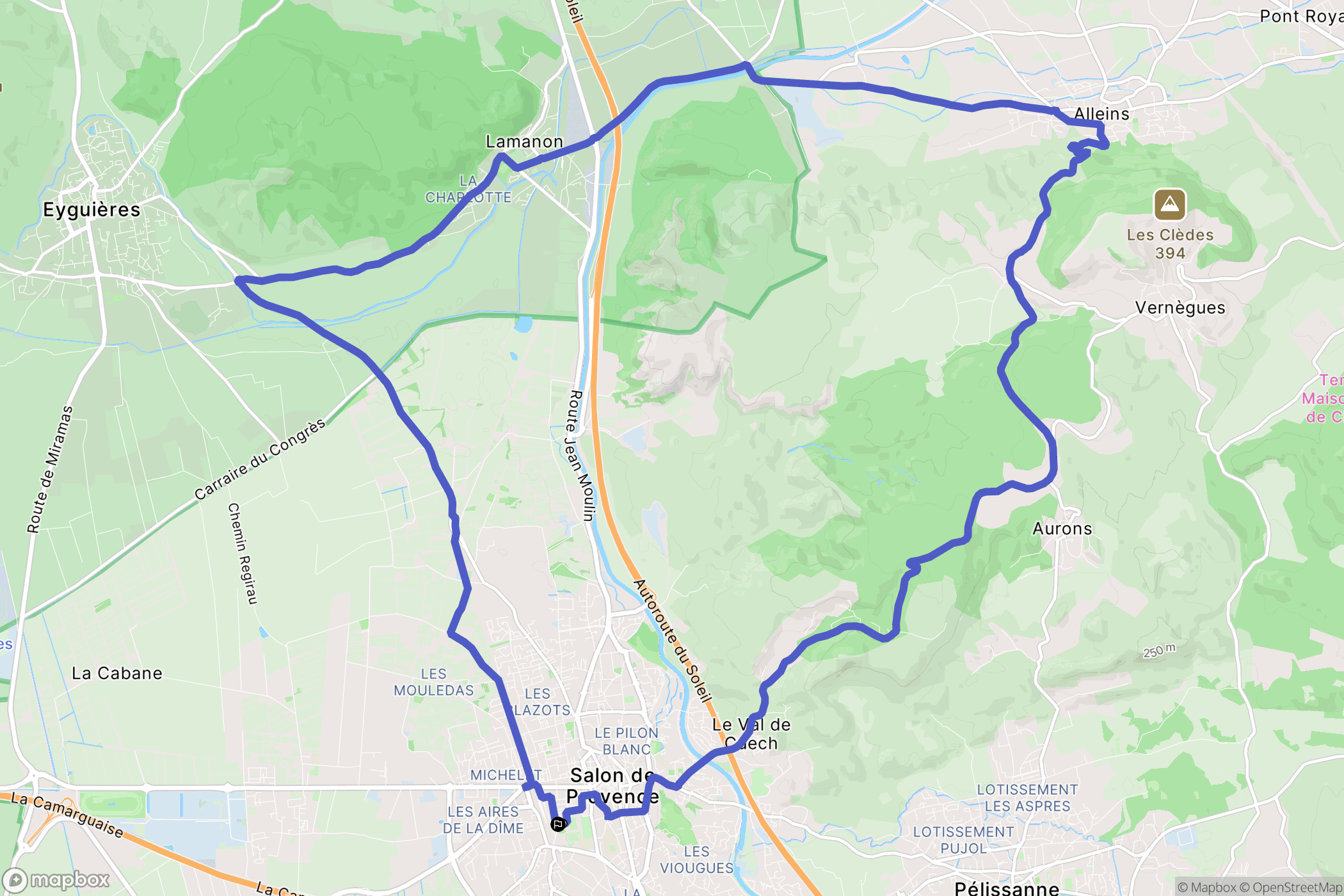 Salon-de-Provence : carte du parcours de randonnée - France