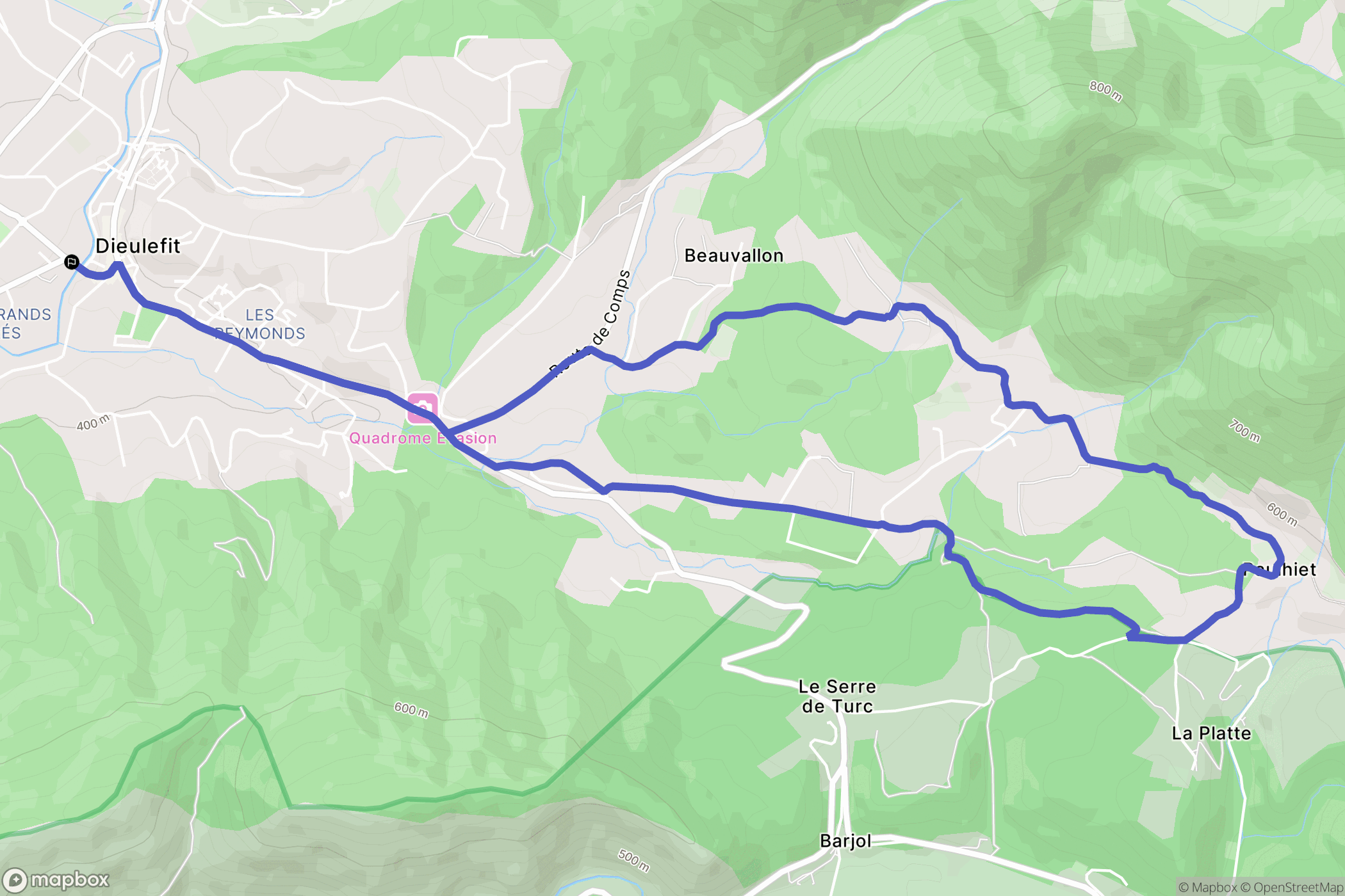 Dieulefit : carte du parcours de randonnée - France