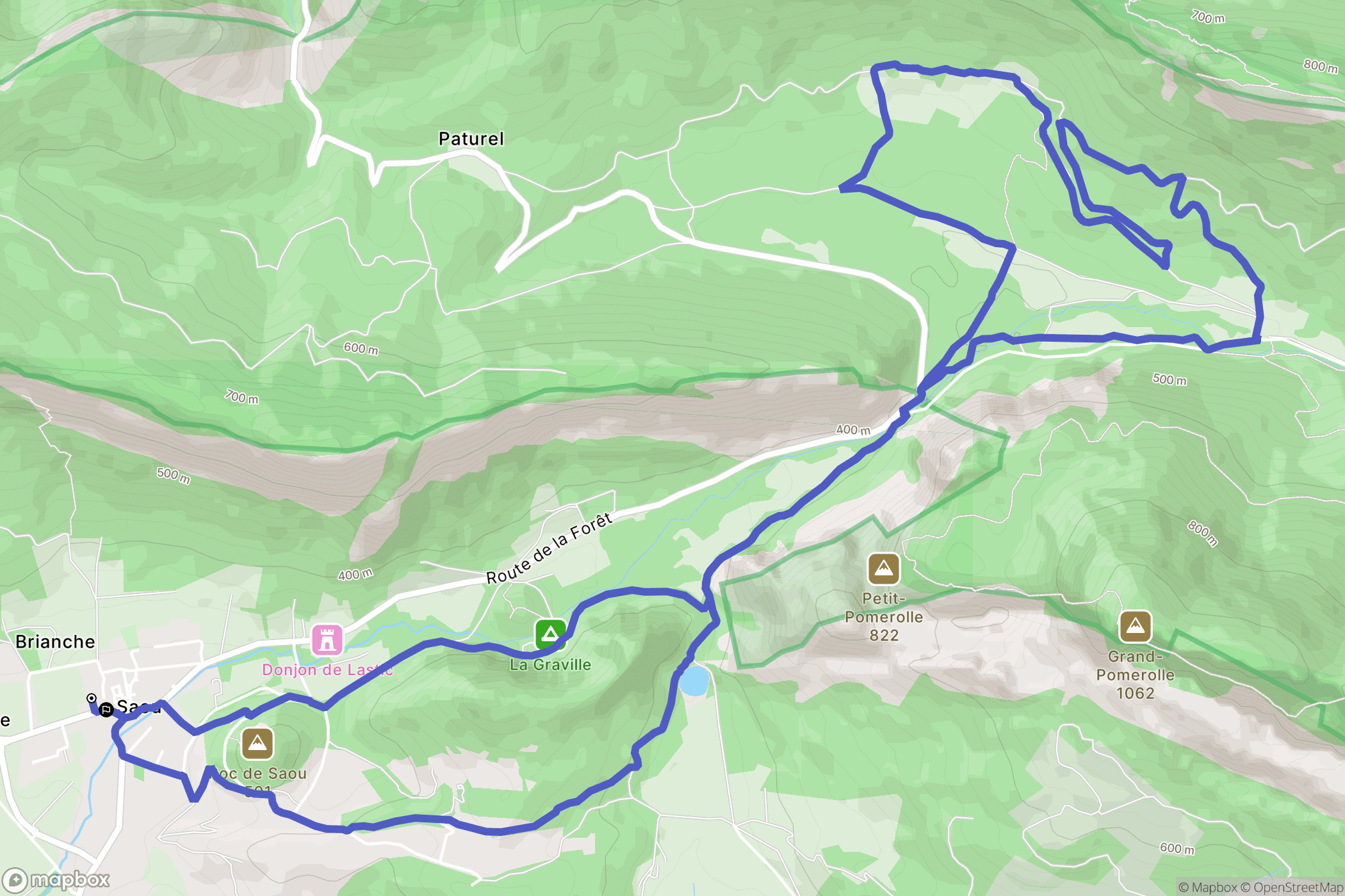 Saou : carte du parcours de randonnée - France