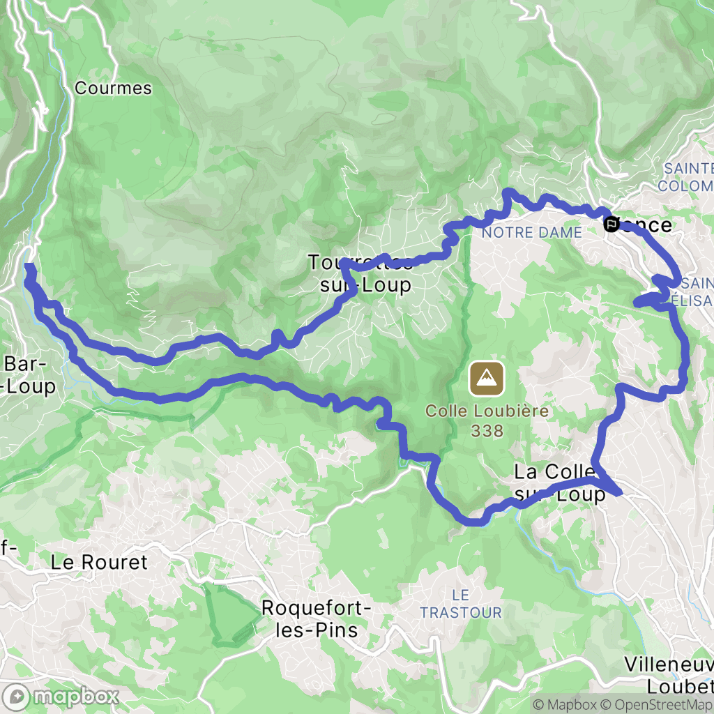 Vence : carte du parcours de randonnée - France