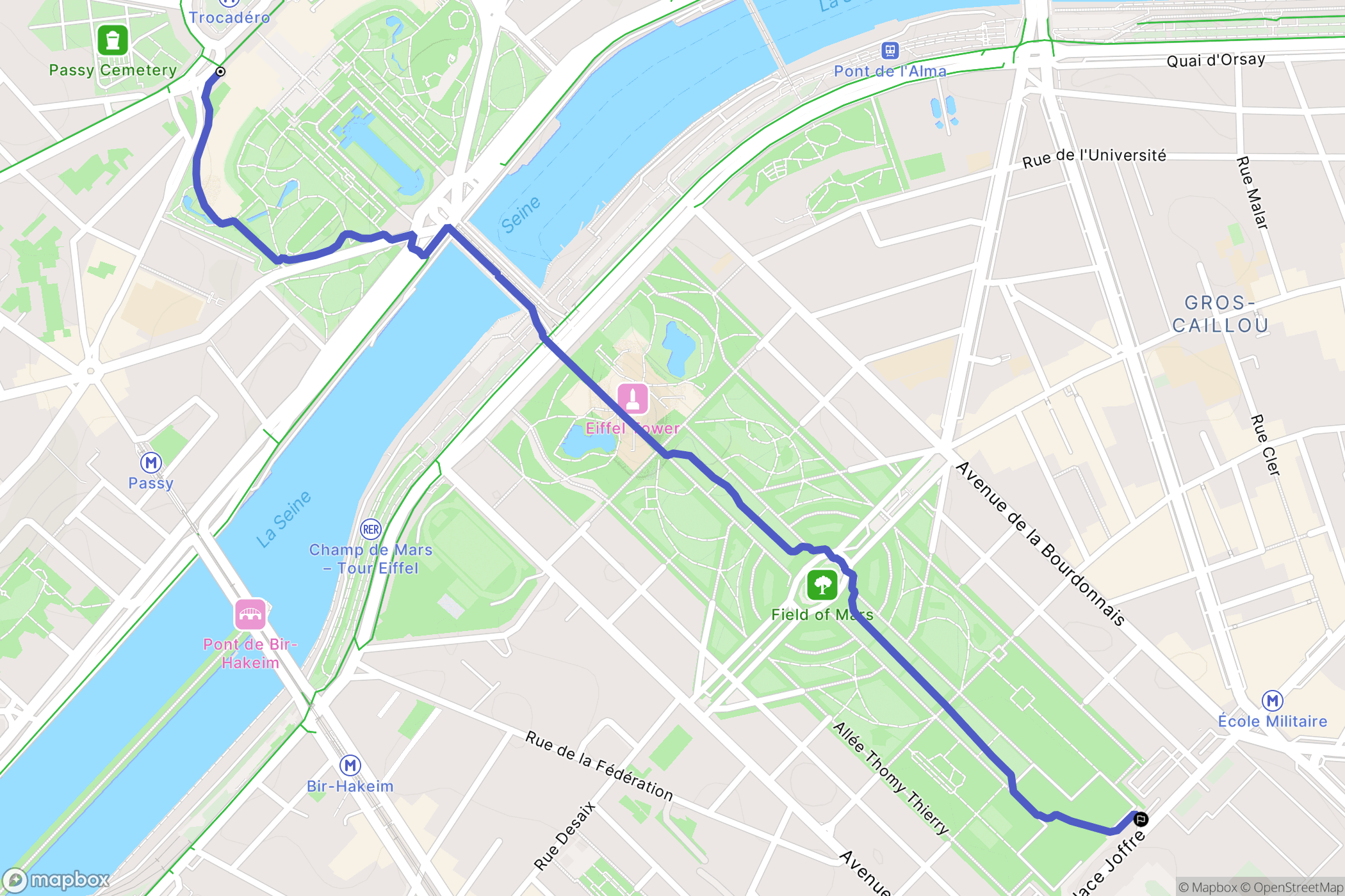 Paris : carte du parcours de randonnée - France