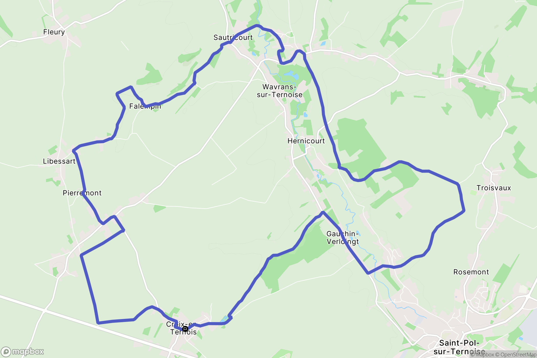 Croix-en-Ternois : carte du parcours de randonnée - France
