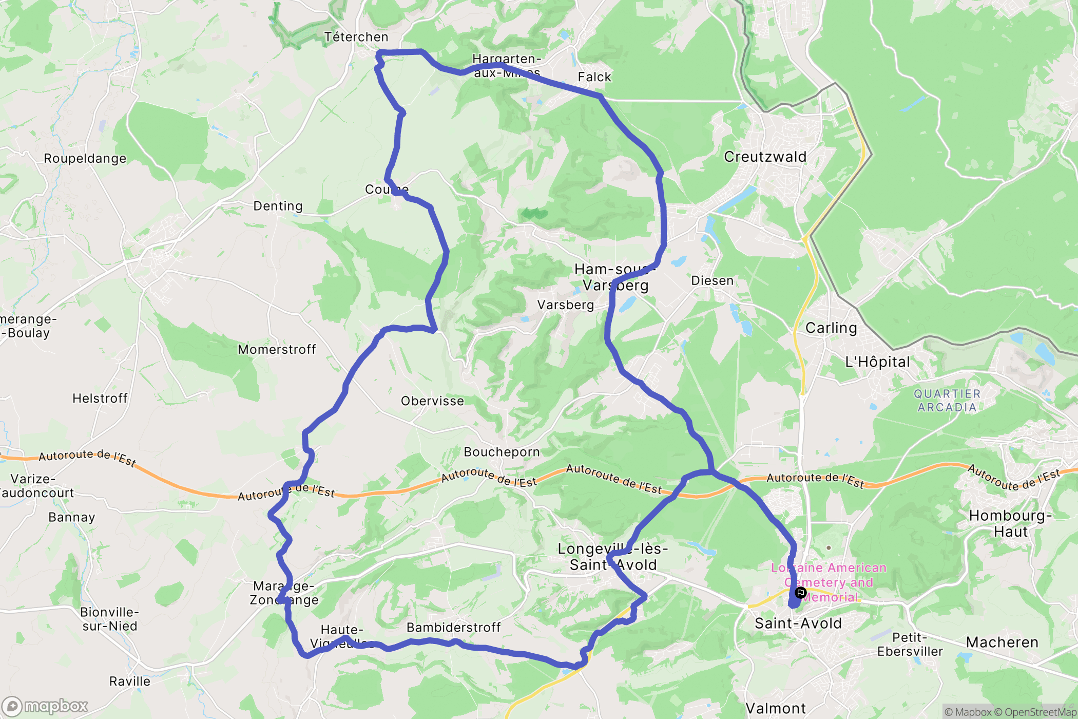 Saint-Avold : carte du parcours de randonnée - France