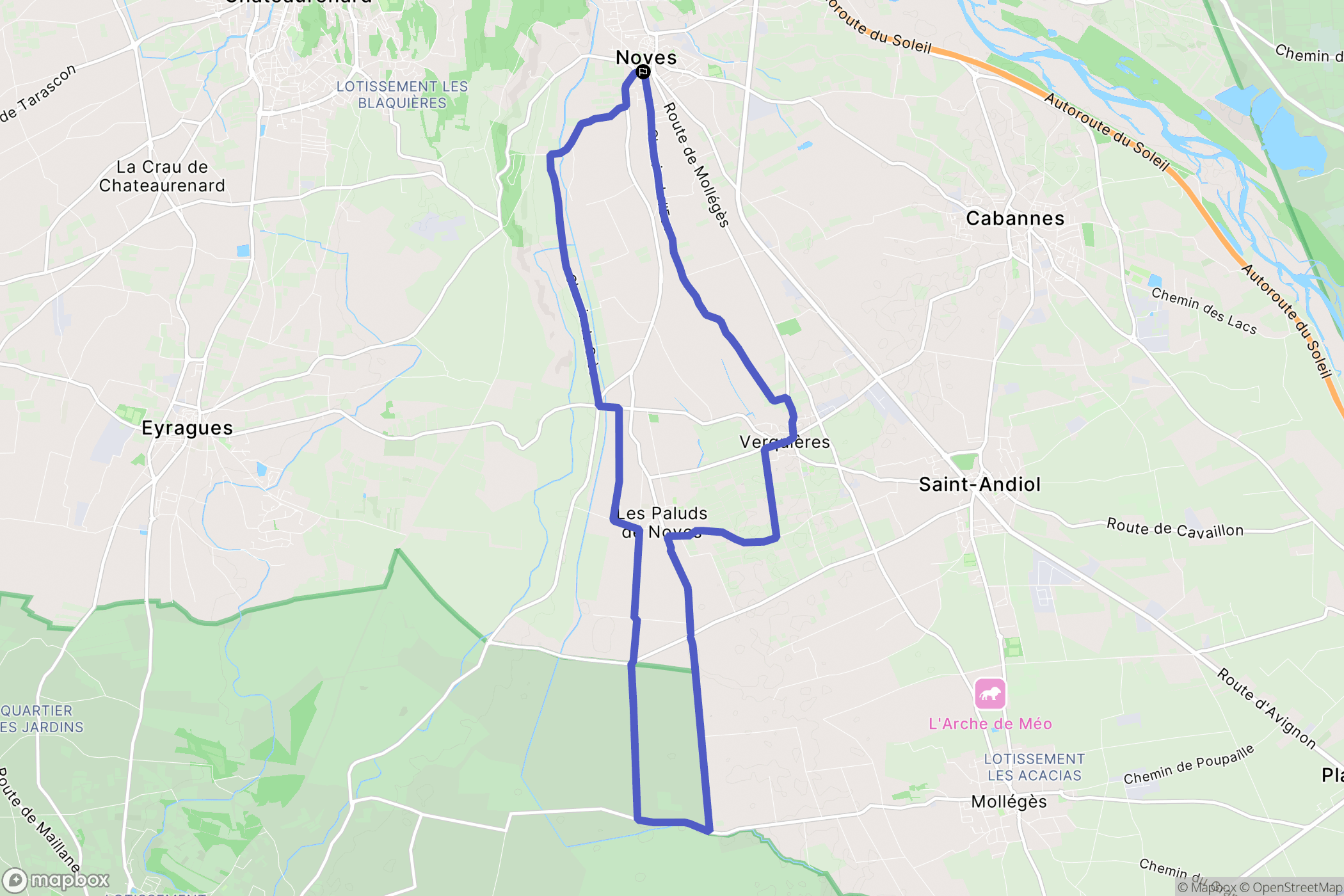 Noves : carte du parcours de randonnée - France