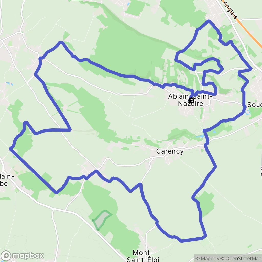 Ablain-Saint-Nazaire : carte du parcours de randonnée - France
