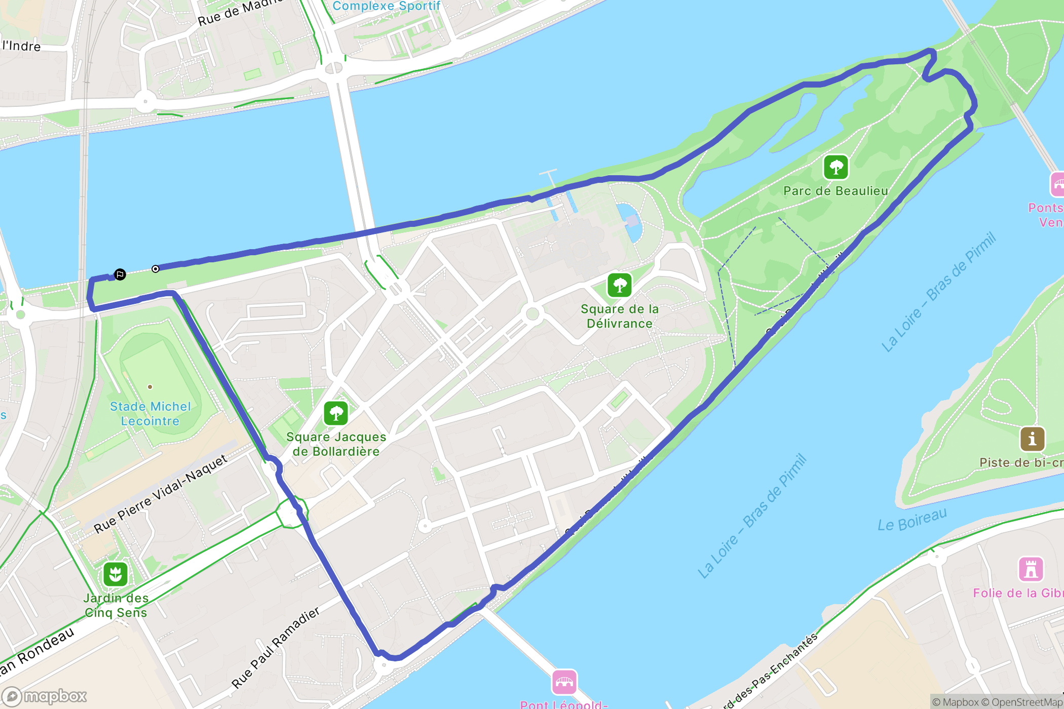 Nantes : carte du parcours de randonnée - France