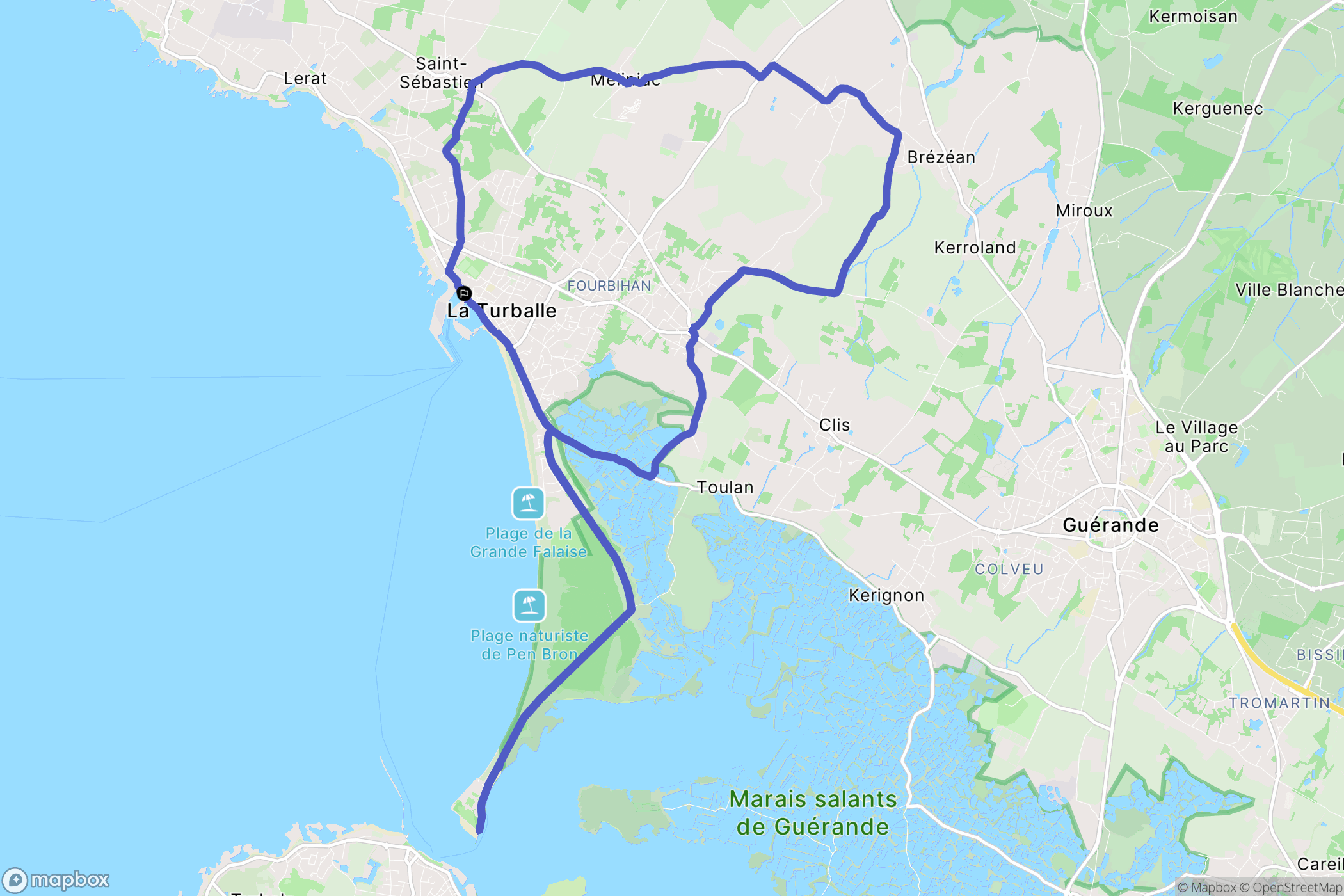 La Turballe : carte du parcours de randonnée - France
