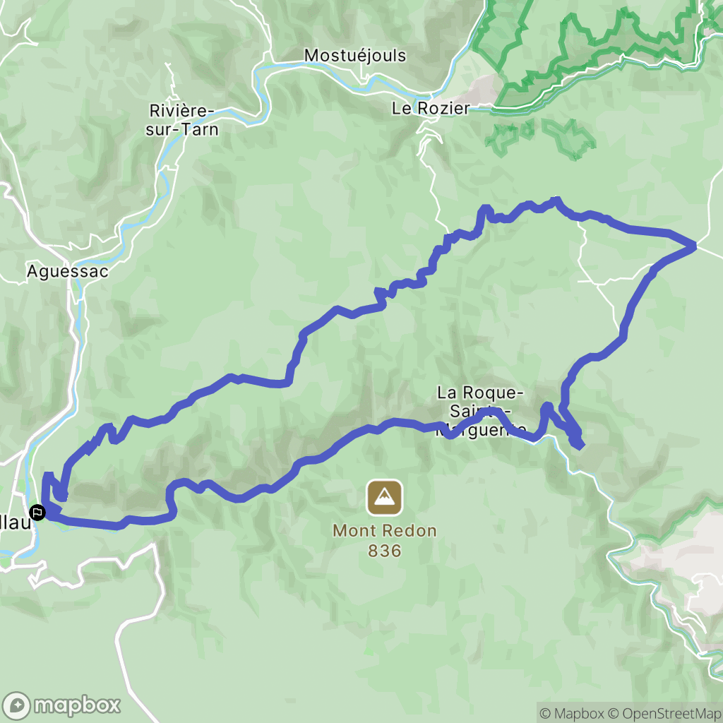Millau : carte du parcours de randonnée - France
