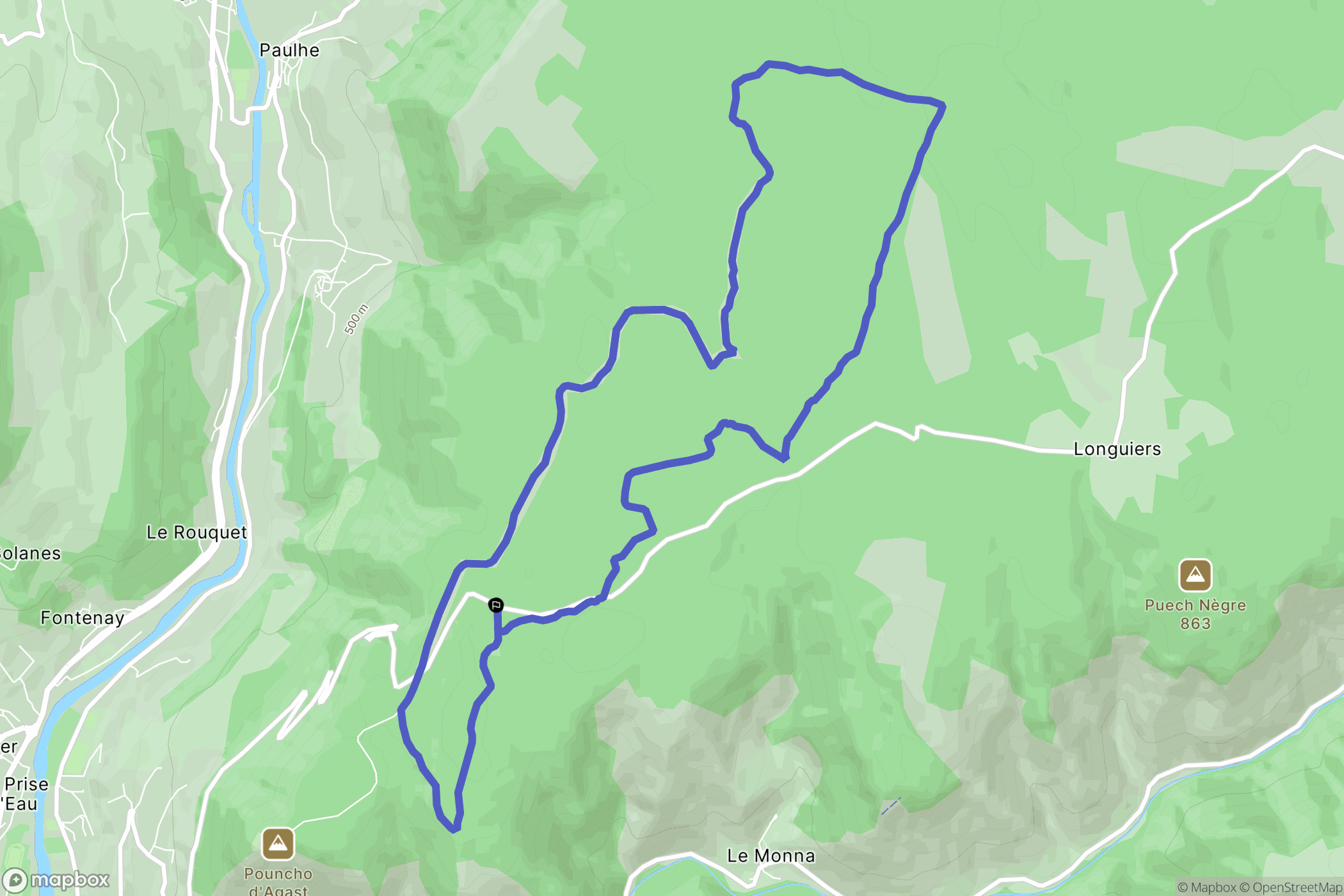 Millau : carte du parcours de randonnée - France