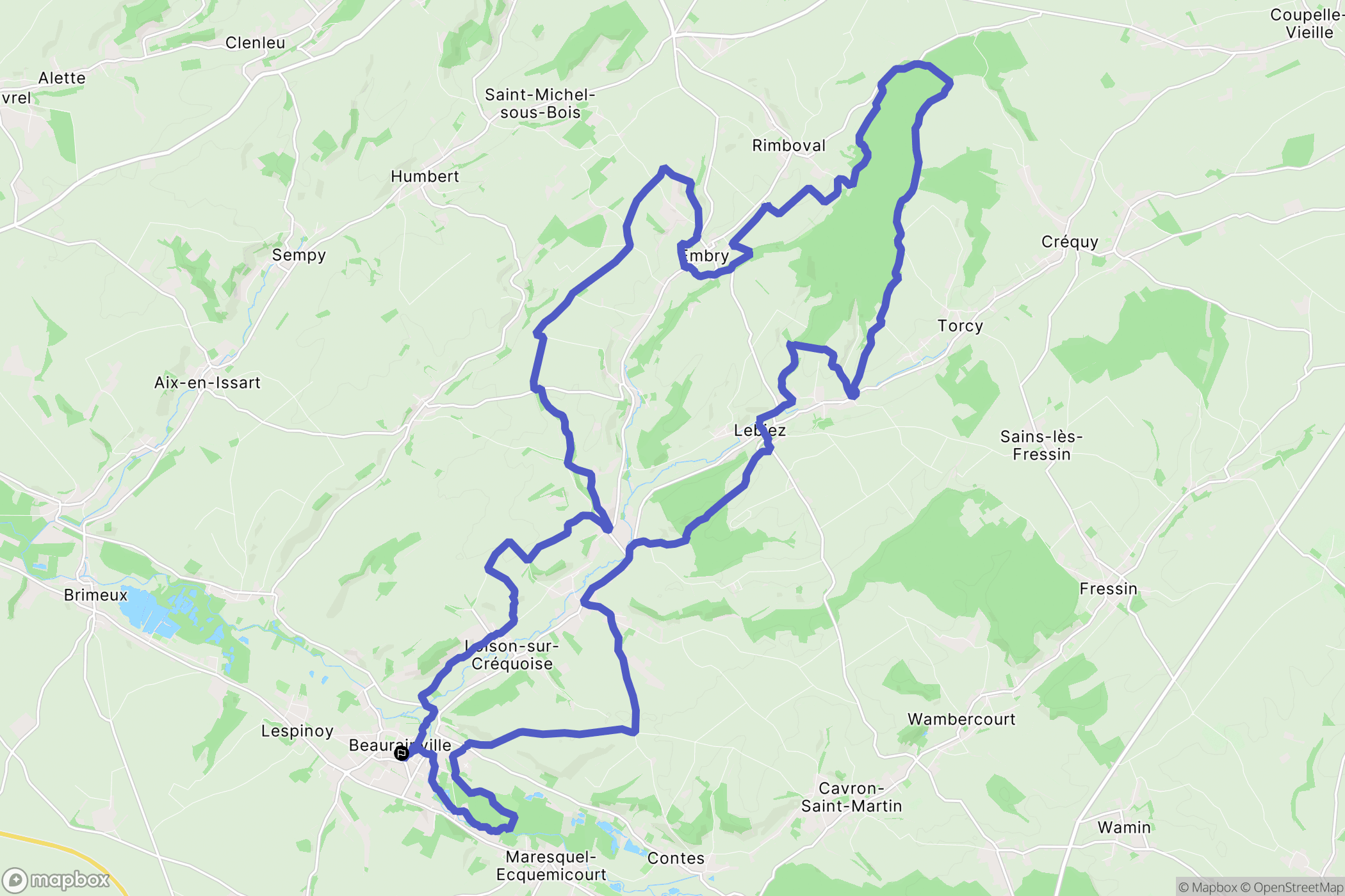 Beaurainville : carte du parcours de randonnée - France