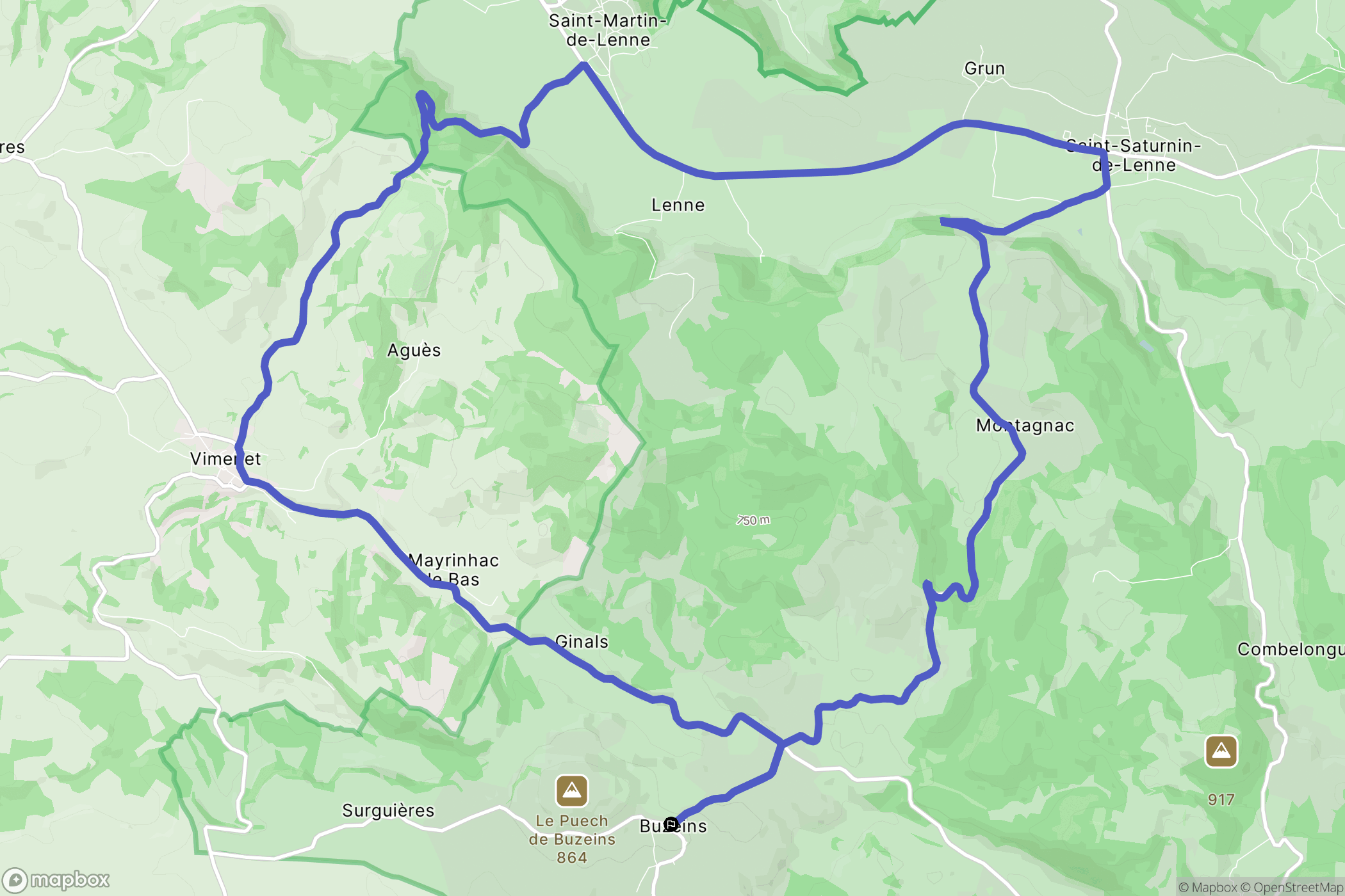 Sévérac-d'Aveyron : carte du parcours de randonnée - France