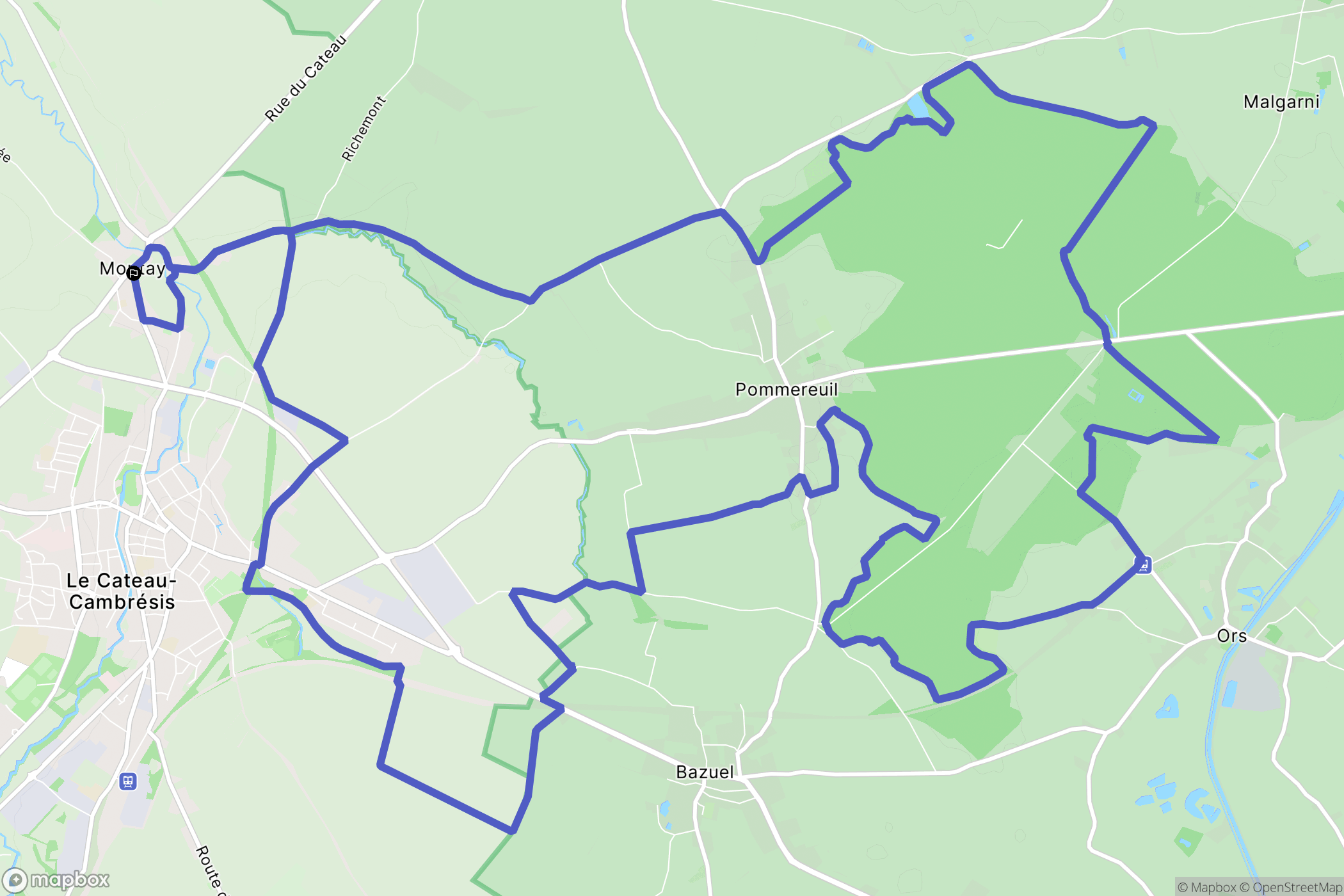 Montay : carte du parcours de randonnée - France