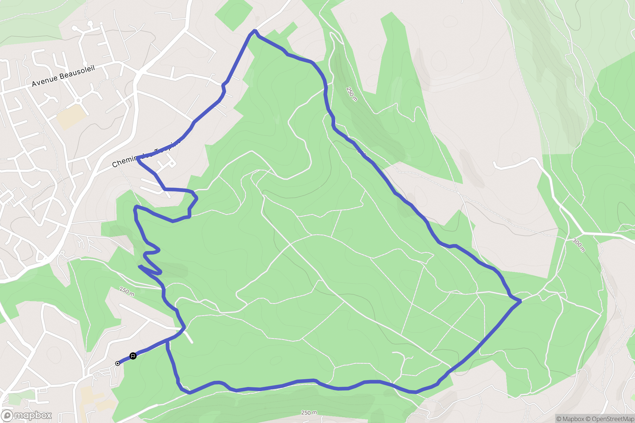 Bouc-Bel-Air : carte du parcours de randonnée - France