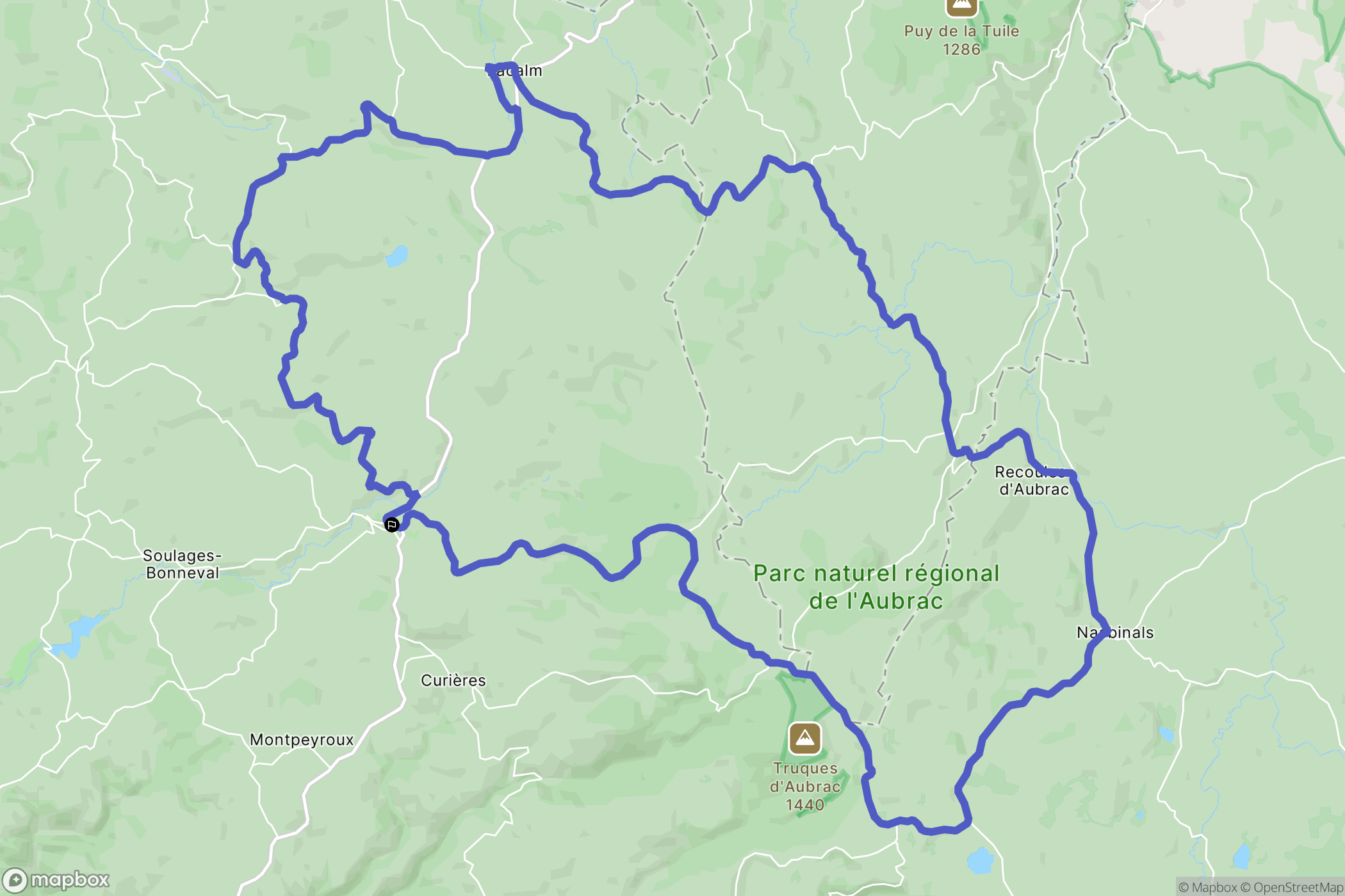 Laguiole : carte du parcours de randonnée - France
