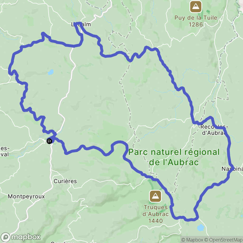 Laguiole : carte du parcours de randonnée - France
