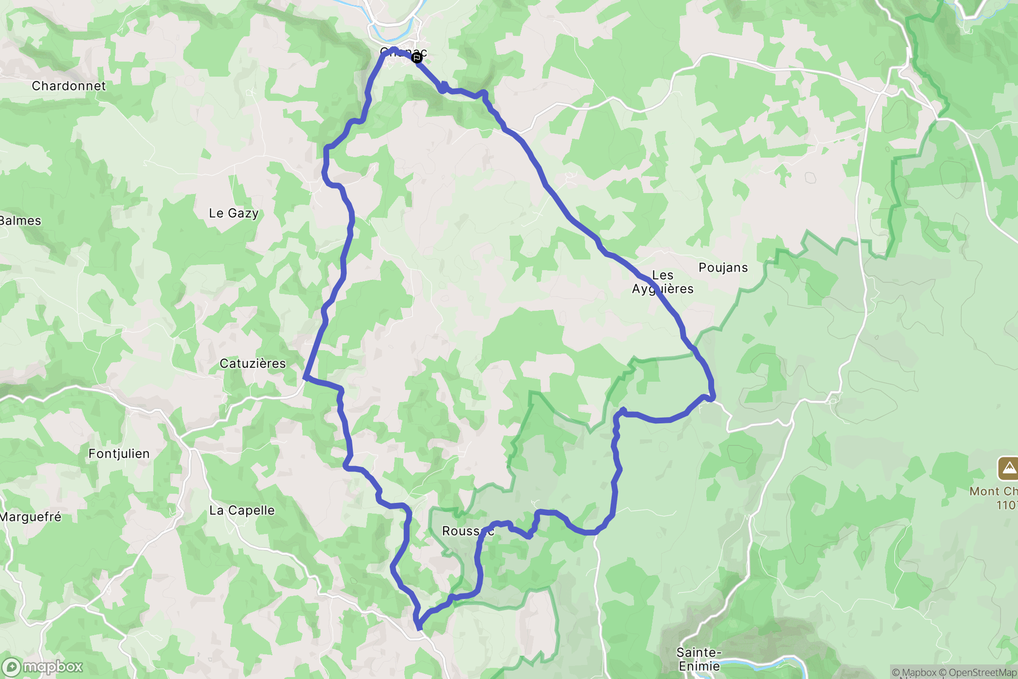 Chanac : carte du parcours de randonnée - France
