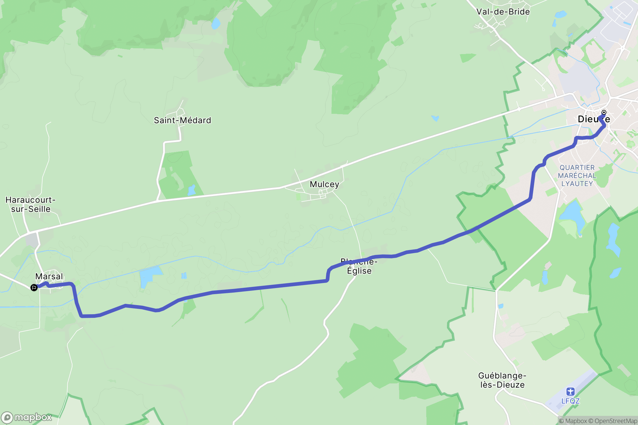 Dieuze : carte du parcours de randonnée - France