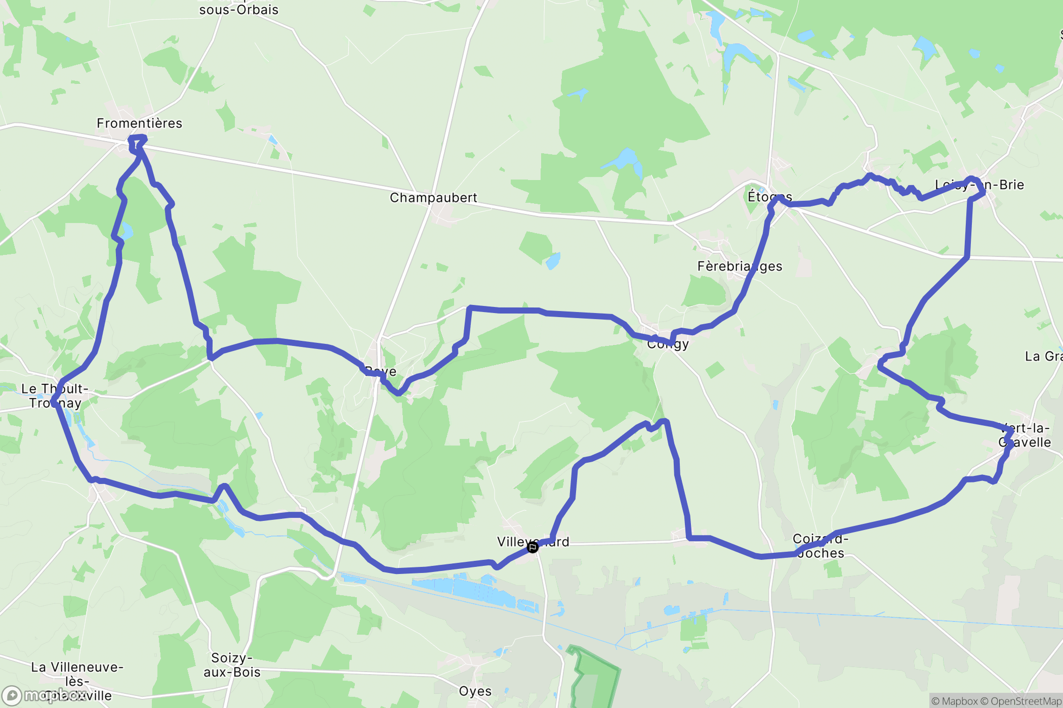 Villevenard : carte du parcours de randonnée - France
